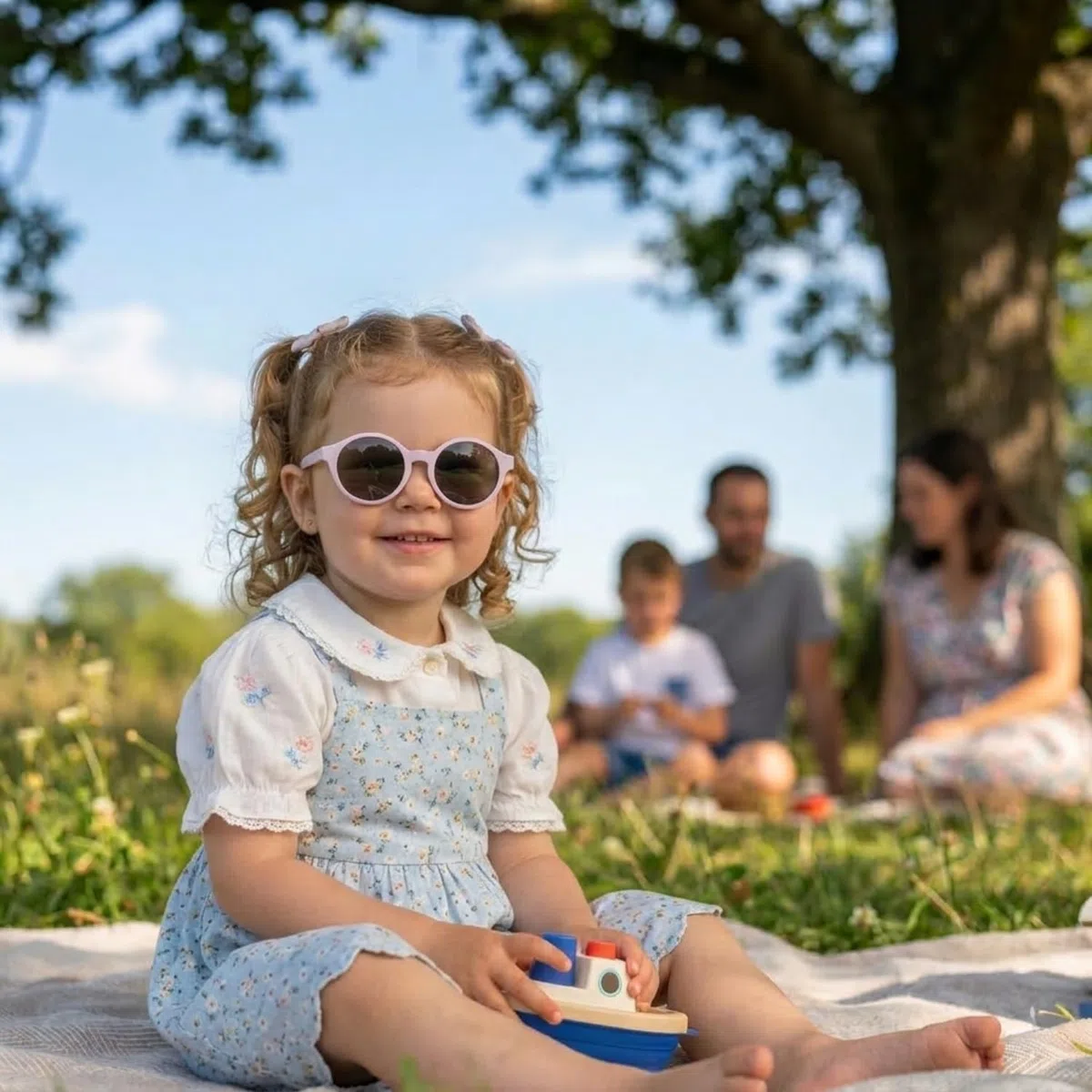 BÉABA, Occhiali da Sole per Bambini 2-4 Anni, Protezione 100% UV - CAT 3, Protezione Laterale, Comfort Ottimale, Astine Regolabili 360°, Lilla