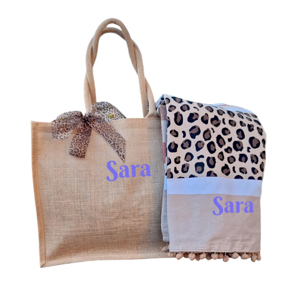 Borsa mare con telo personalizzabile con ricamo. Borsa in Juta e telo mare Idea regalo donna. Edizione limitata