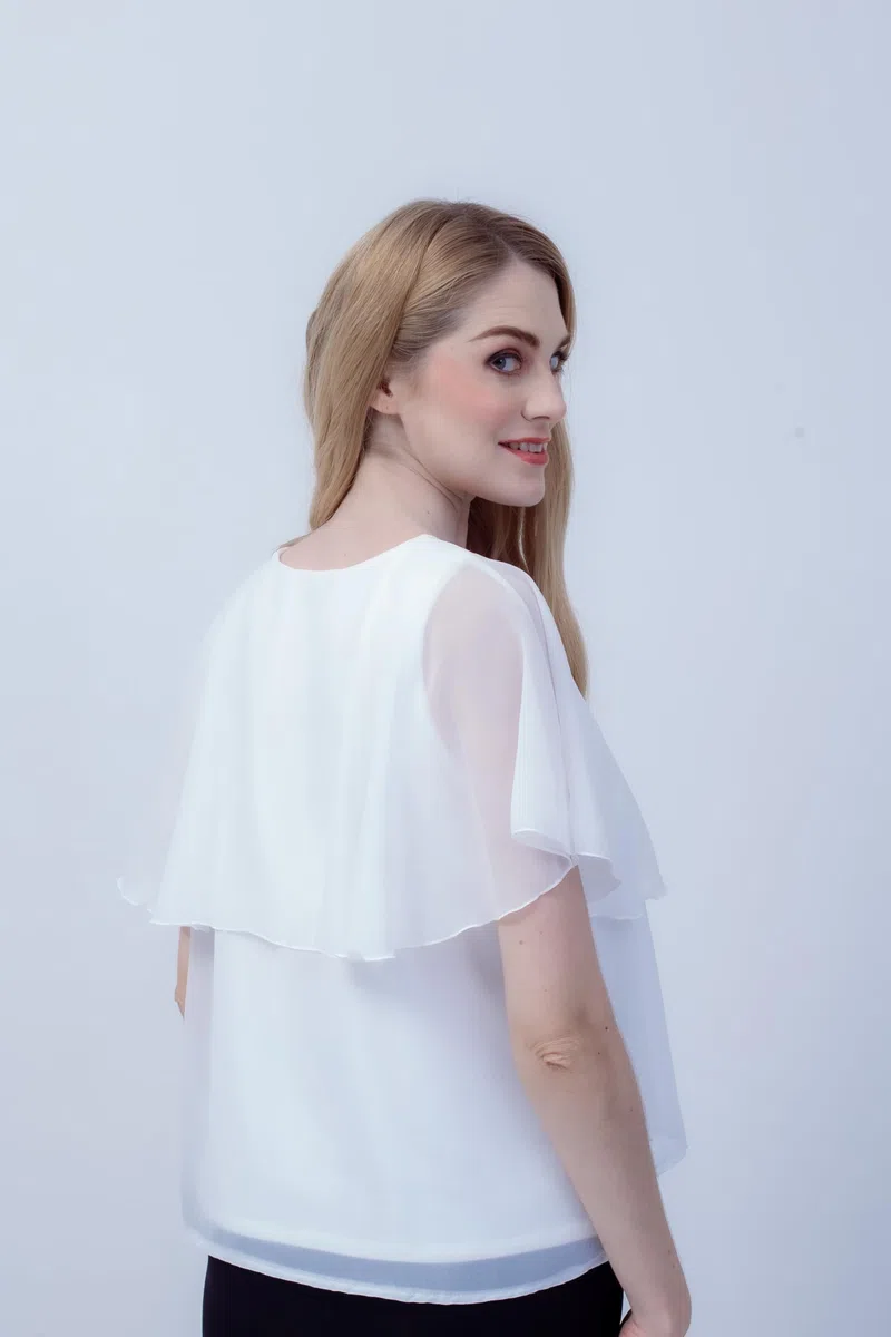 Blusa da allattamento in chiffon con chiusura lampo, scollo a V