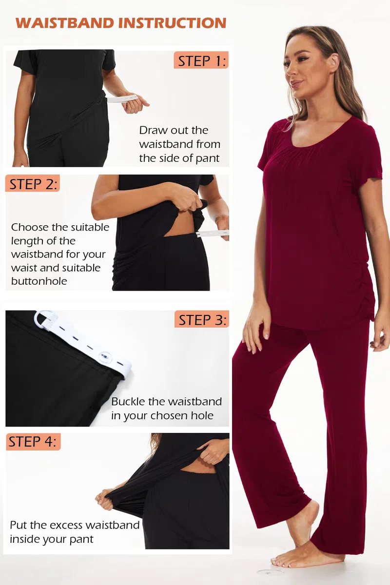 Smallshow Pigiama Premaman Donna Maniche Corte Pigiama Allattamento Set