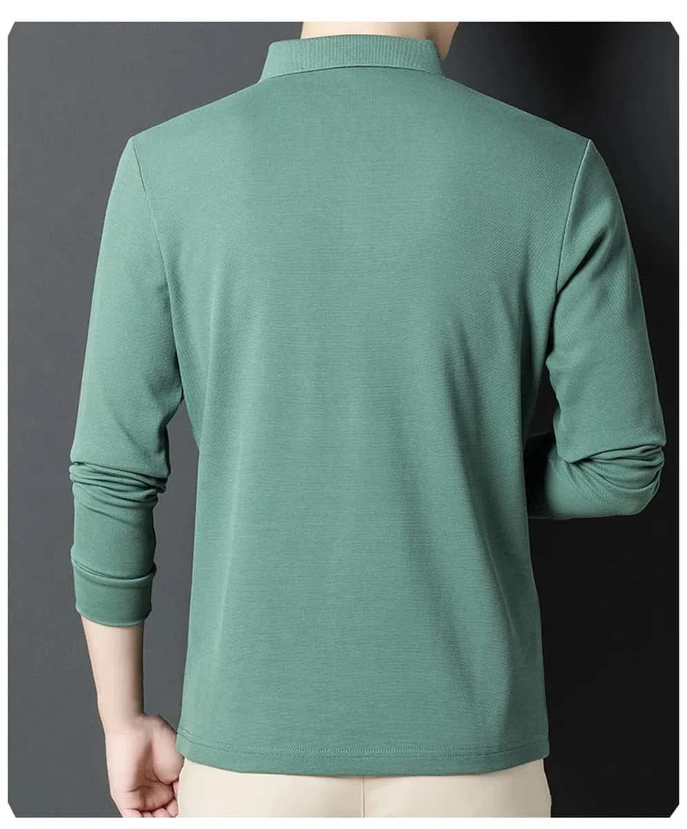 Rfmfkkg Uomini Tinta unita Casuale Manica Lunga Polo Business Casual Regolare Manica Lunga Top