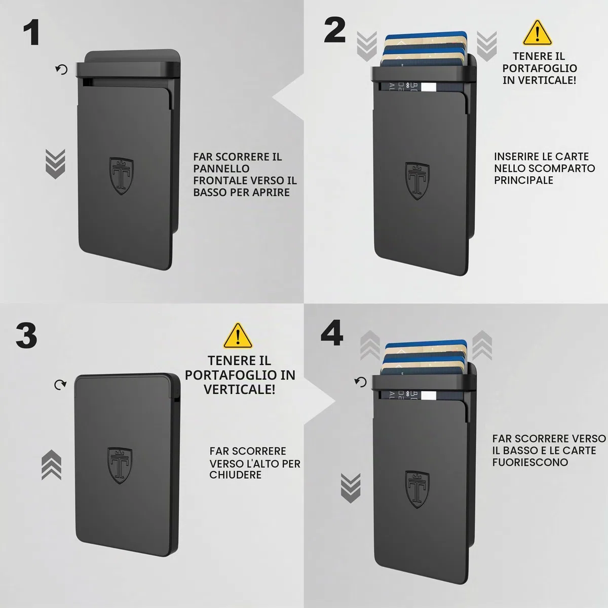 TRAVANDO SLYDE portacarte in alluminio con protezione RFID – porta carte con fermasoldi per 9 carte – astuccio per carte di credito, portafoglio da uomo, slim wallet (8-9 Carte)