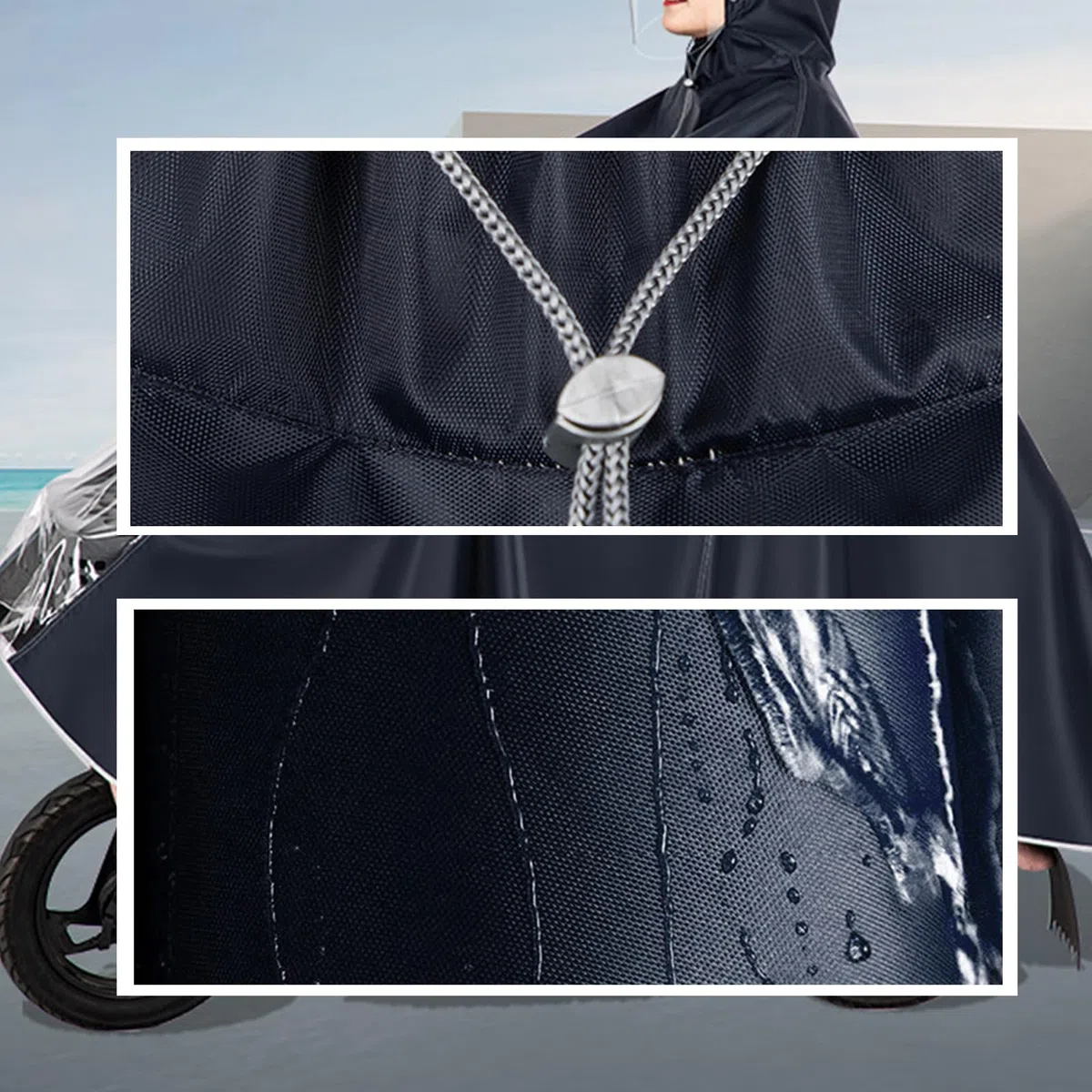 1 Pezzi Mantella da Bicicletta, Impermeabile, Unisex, con Cappuccio, per Biciclette, Mountain Bike, Bici Elettriche