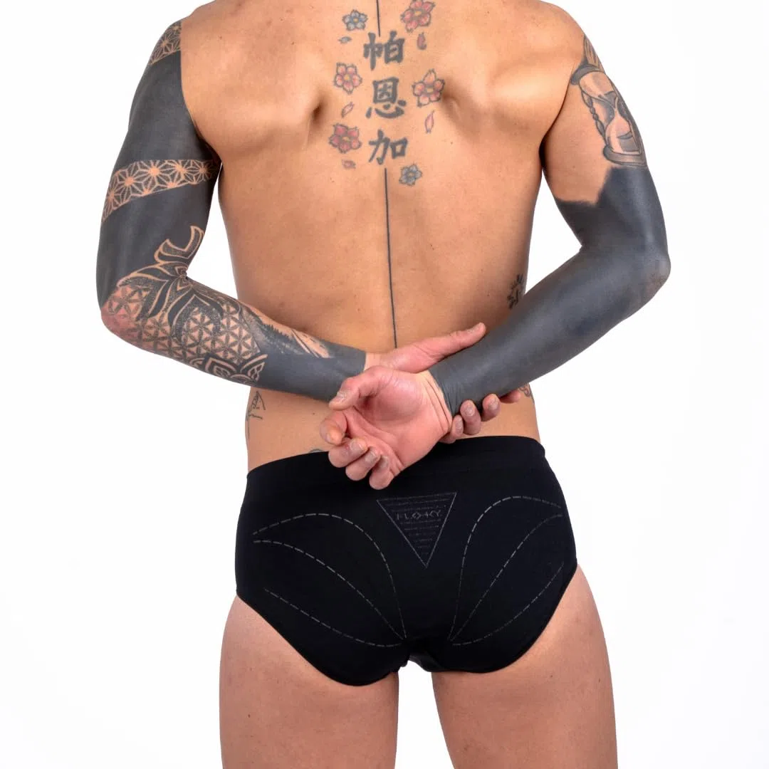 FLOKY Slip Uomo Corelift. Intimo biomeccanico. Multisport. Supporto e stabilità Funzionale specifico per Anatomia Maschile. Migliora la stabilità Muscolare ed Il Recupero Post Allenamento. Nero L-XL