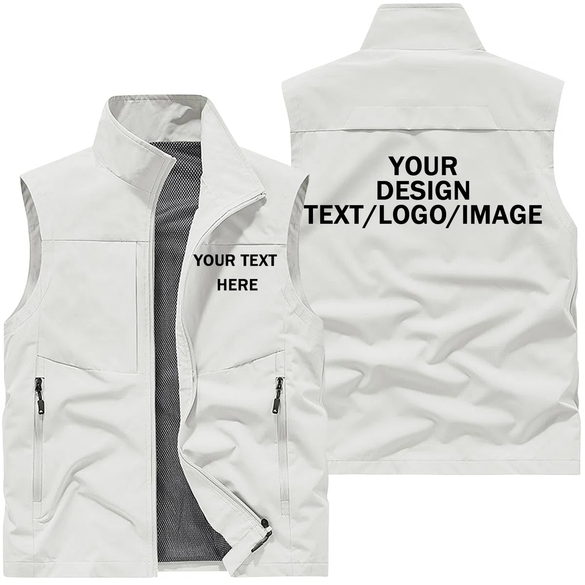 Gilet da uomo in softshell, casual, per pesca, fotografia, leggero, con tasche multiple, aggiungi il tuo design