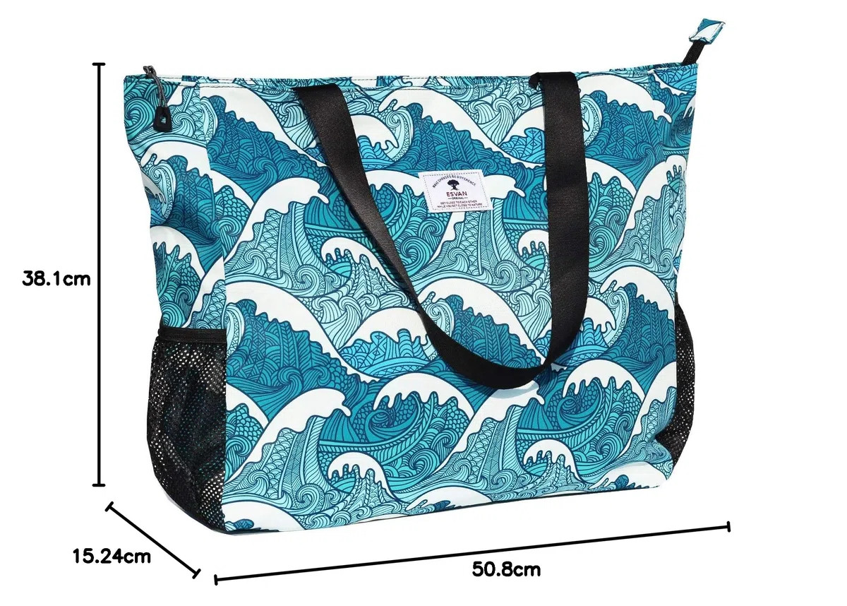 ESVAN Grande borsa da spiaggia resistente all'acqua leggera da 50,8 cm da donna oversize borsa tote per palestra, spiaggia, viaggi, piscina, yoga, infermiere