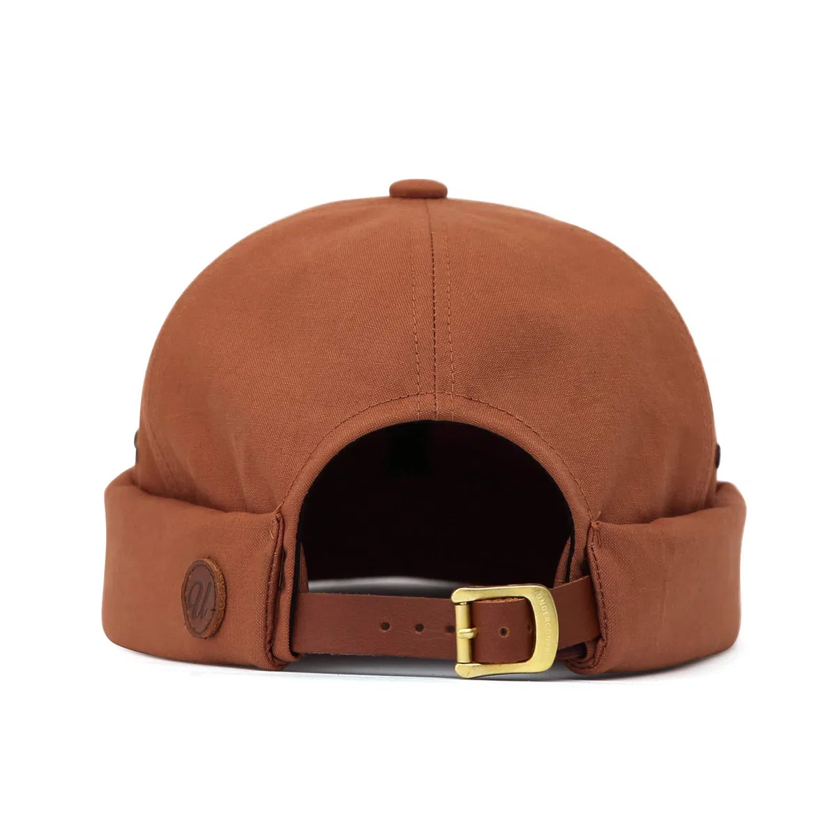 UNDERCONTROL Cappello da Pescatore Vintage Senza Visiera da Marinaio con Polsini arrotolati, Senza Visiera, con Teschio Miki, Cinturino in Pelle, per Uomo e Donna - Made in Korea
