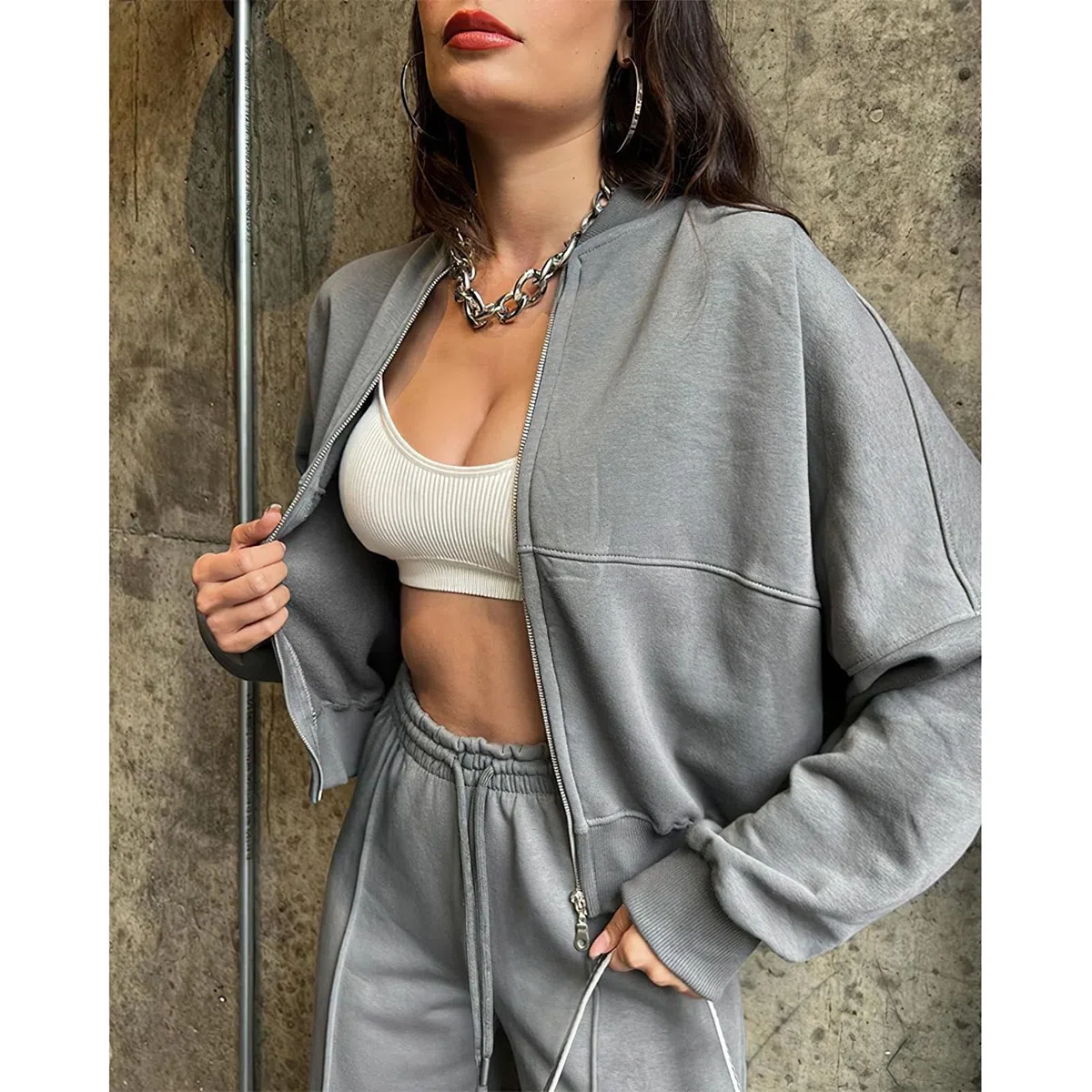 amropi Tuta da Donna Giacca con Cerniera e Pantaloni Jogging Tute 2 Pezzi Sportivo Completo