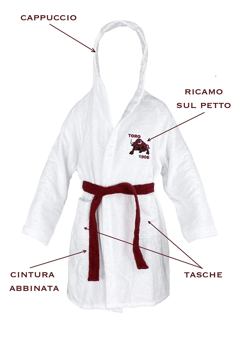 Tex family Accappatoio Toro Torino Calcio Bimbo Bambino Ragazzo in Spugna di Puro Cotone Made in Italy - 12 Anni