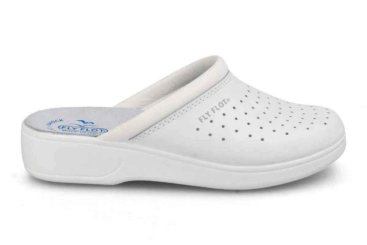 Fly Flot | Man Professional, Zoccoli Sanitari Uomo, Ciabatta con Tomaia in Pelle Forata e Sottopiede in Pelle Scamosciato