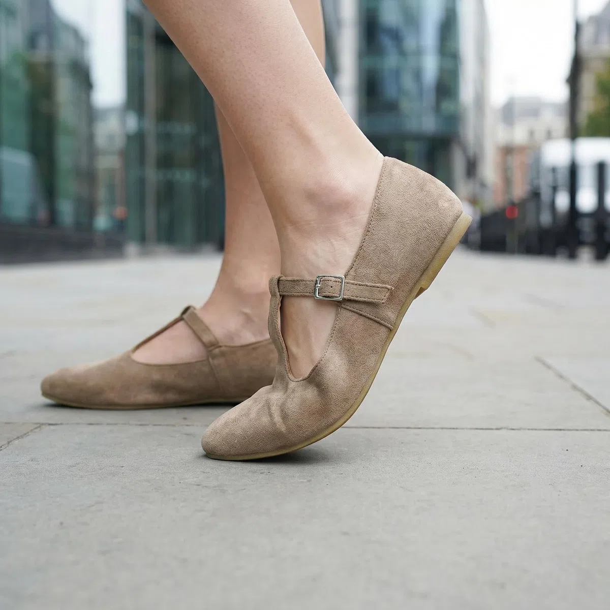GLAMORA Ballerine Donna Mary Jane Cinturino T Fibbia Camoscio Sintetico Piatte Eleganti Comode Morbide Leggere Punta Tonda Classiche Antiscivolo Flessibili Comfort