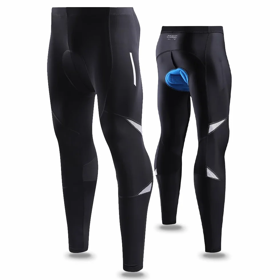 NuCamper Pantaloni Ciclismo Uomo Traspirante Compressione Mutande MTB Pantaloni Fondello con Imbottitura Cuscinetti Perforati al Laser e Strisce Riflettenti Adatto per La Guida Notturna Moto