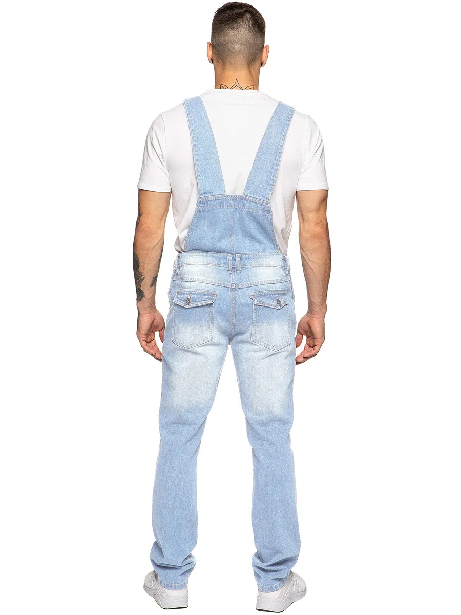 989Zé ENZO Salopette da uomo in denim blu salopette da lavoro alla moda casual jeans 30-50 taglie vita