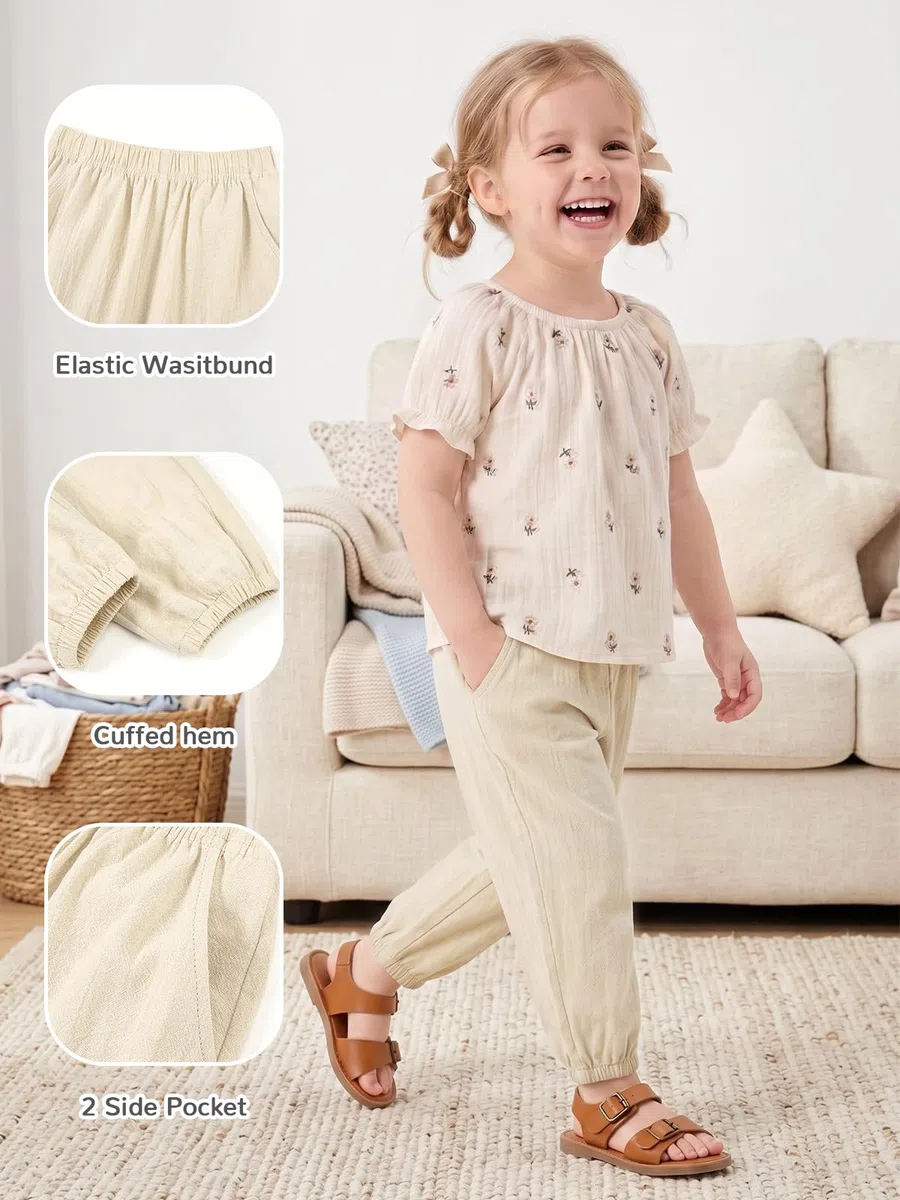 Miipat Bambina Ragazza Pantaloni 3pcs Bambino Ragazzo Casual Pantaloni Lunghi Bambini Estate Morbido Elastico Vita Unisex Pantaloni Harem