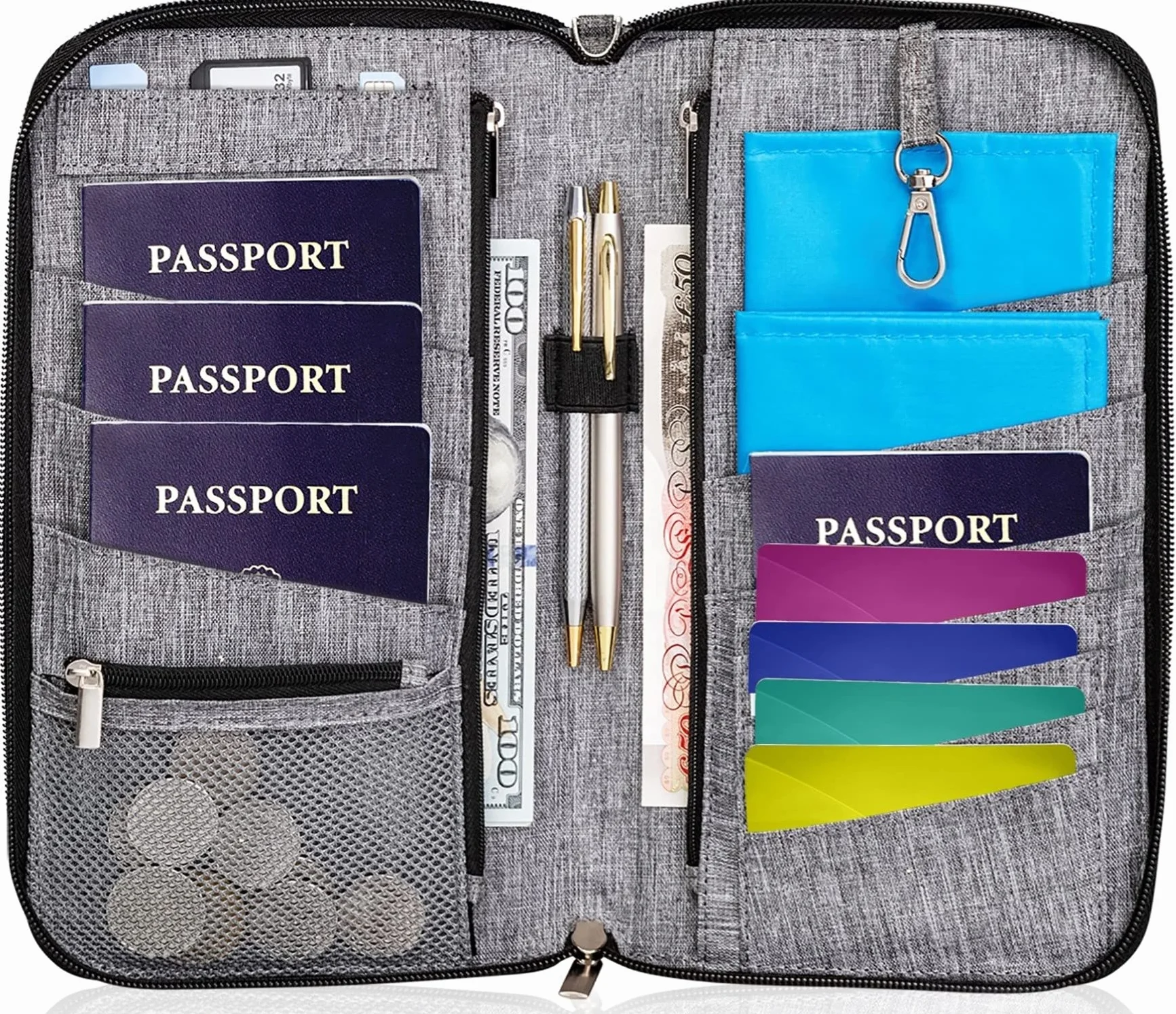 Valante - Portadocumenti da viaggio per famiglia, con porta passaporto RFID