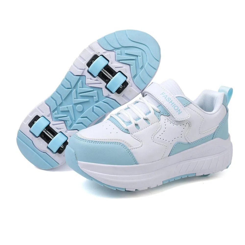 Scarpe con Rotelle Bambina, Hiseng Scarpe con Rotelle Bambino Sportive Scarpe da Skateboard Skateboard Sneakers Outdoor Multisport Scarpe da Ginnastica da Pattini per Ragazze Ragazzi Rosa Azzurro Nero