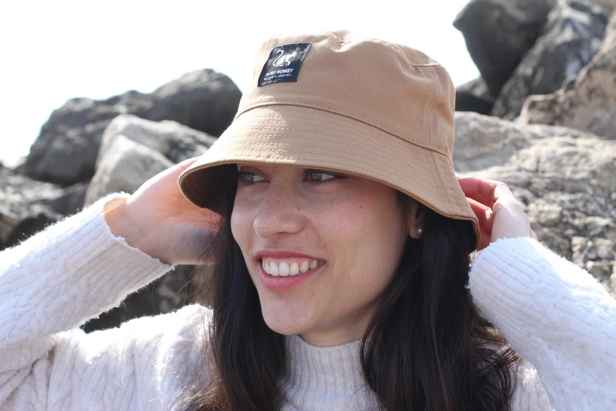 Surf Monkey Bucket Hat - Cappello da pescatore uomo/donna, senza corda, 100% cotone