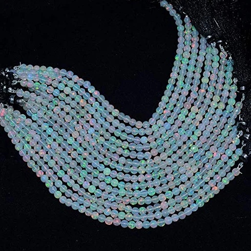Naturale AAA + etiope Welo Pietra preziosa Opale Fuoco 5mm Perline Lisce Rotonde | 8 Pollici Strand | Perle di Opale Welo con Pietre preziose semipreziose Opale etiope