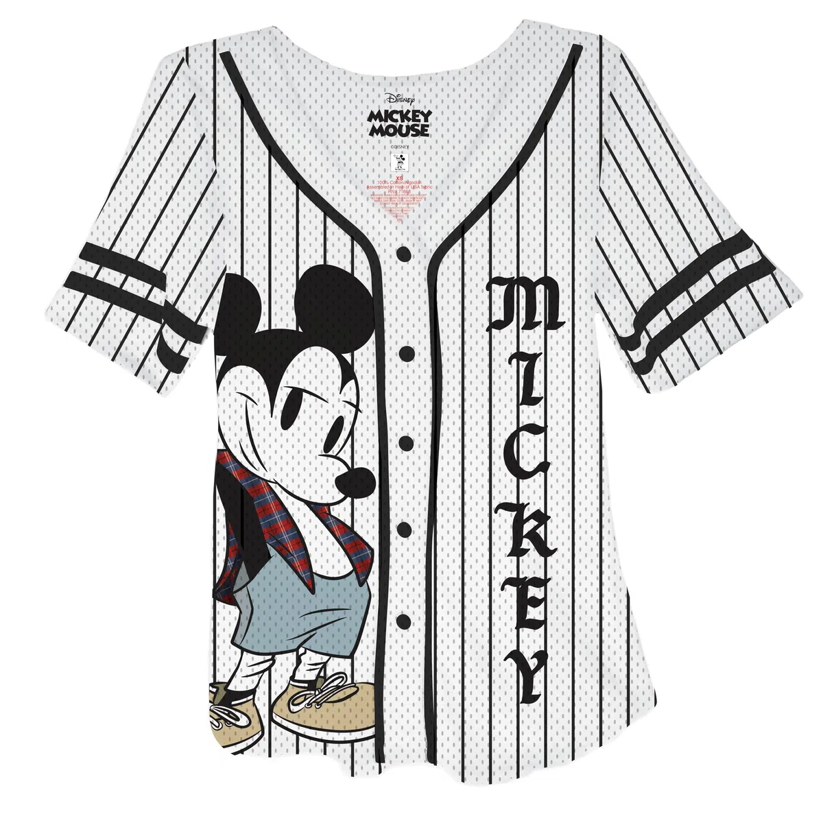 Disney Maglia da baseball da donna con bottoni Topolino e Plutone