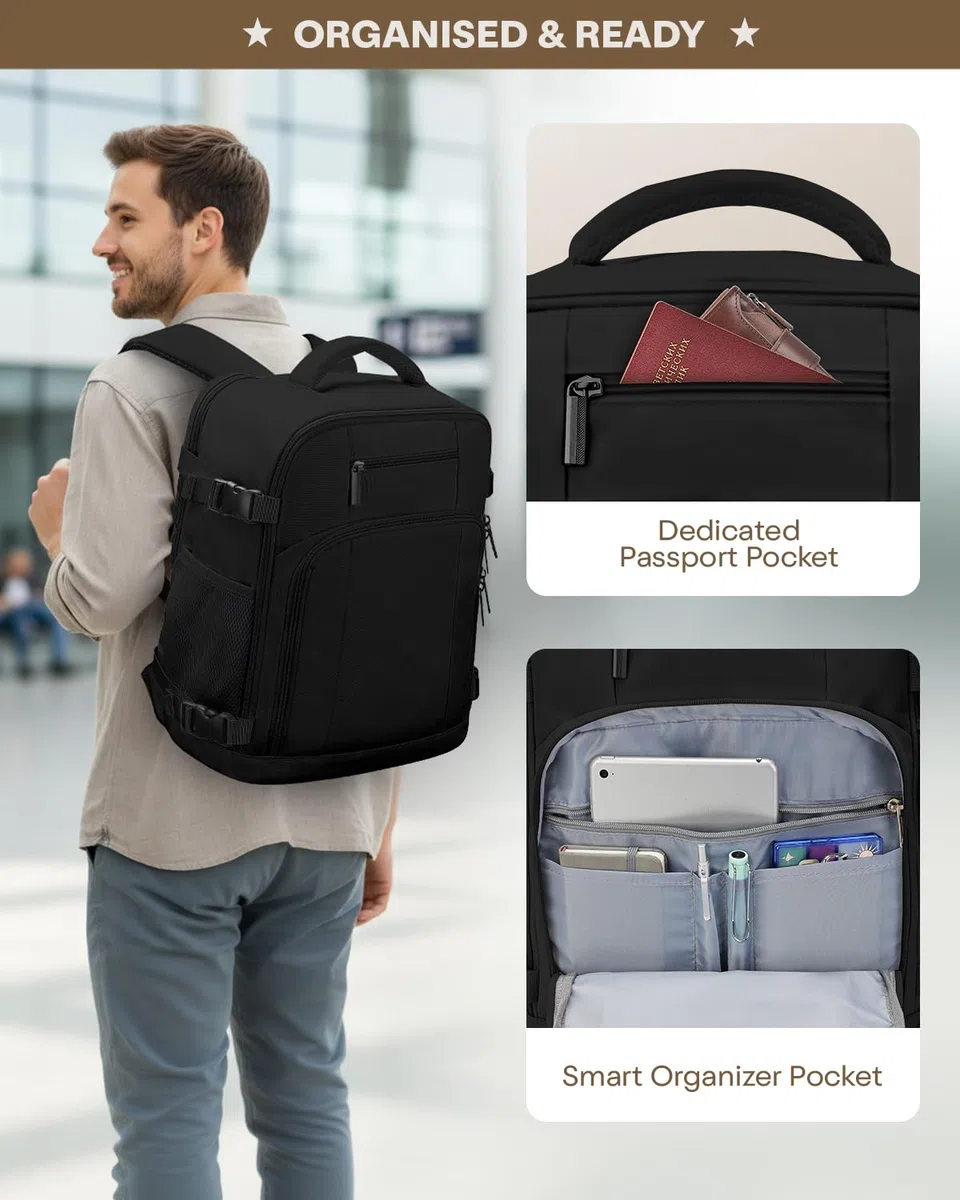 per Zaino Ryanair 40x30x20,Bagaglio a Mano 40x30x20 per Ryanair,Zaino da Viaggio Aereo Bagaglio a Mano per Più Compagnie Aeree con Foro di Ricarica e Tasca Antifurto