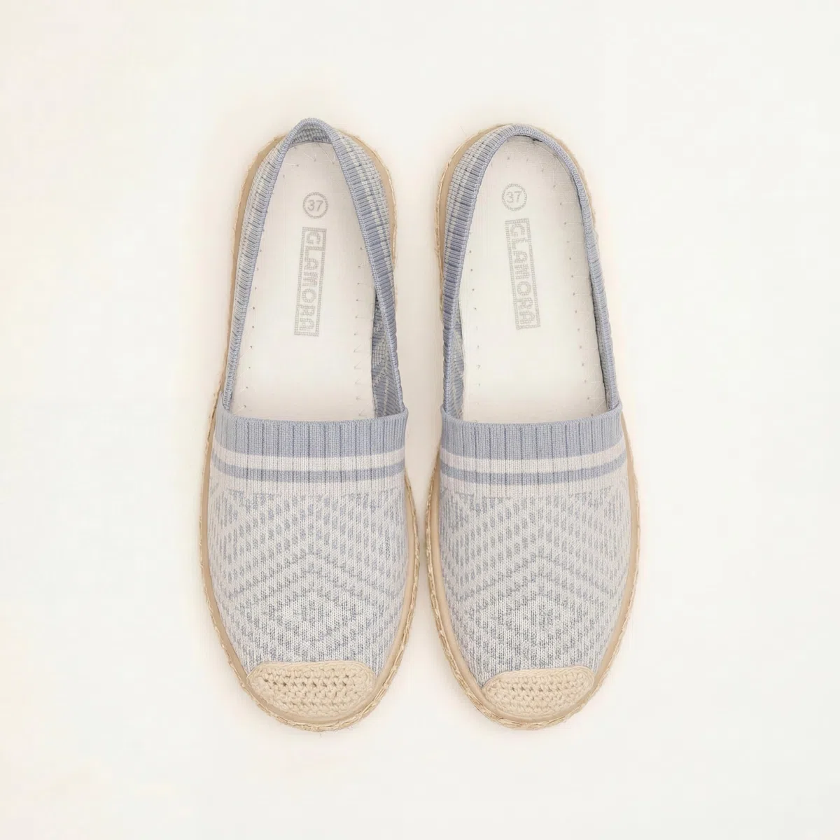 GLAMORA Espadrillas Donna Estate Sparto Piatte, Tela Traspirante Elasticizzata, Suola Intrecciata Antiscivolo, Calzature Confortevoli Leggere, Casual, Scarpa Tessuto Flessibile