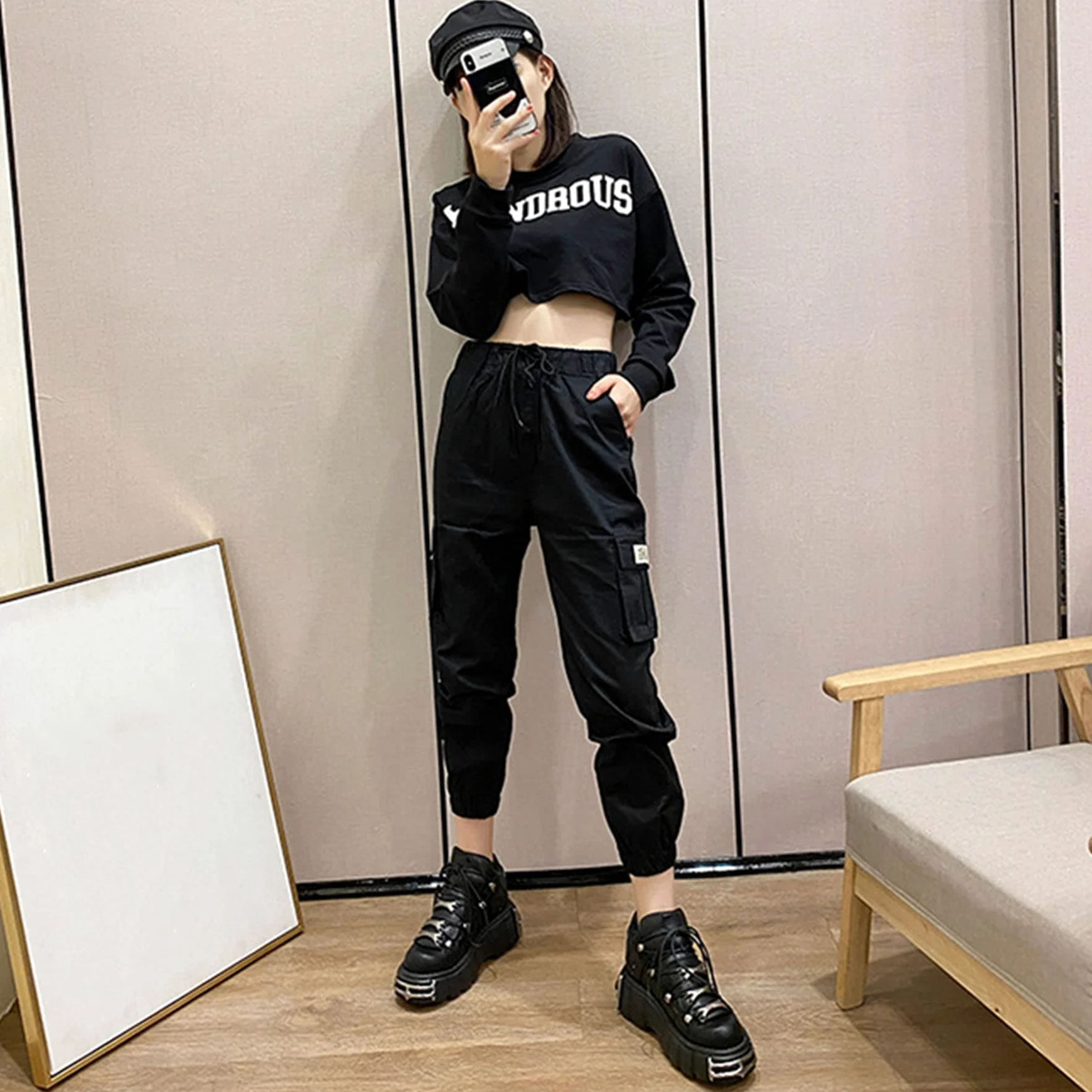 DONLIS Stivali con Tacco Alto da Donna, Scarpe in Pelle Stile Rock Heavy Metal, Stivali con Plateau gotici, Stivaletti Stringati con Tacco Grosso Punk