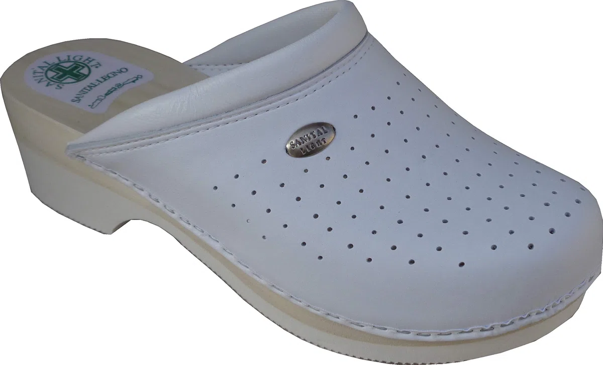 Sanital Light - Zoccolo da Uomo 2750 - Sottopiede Vero Legno - Fondo Micro Leggero Rigato - Tomaia Pelle - 100% Fatto in Italia
