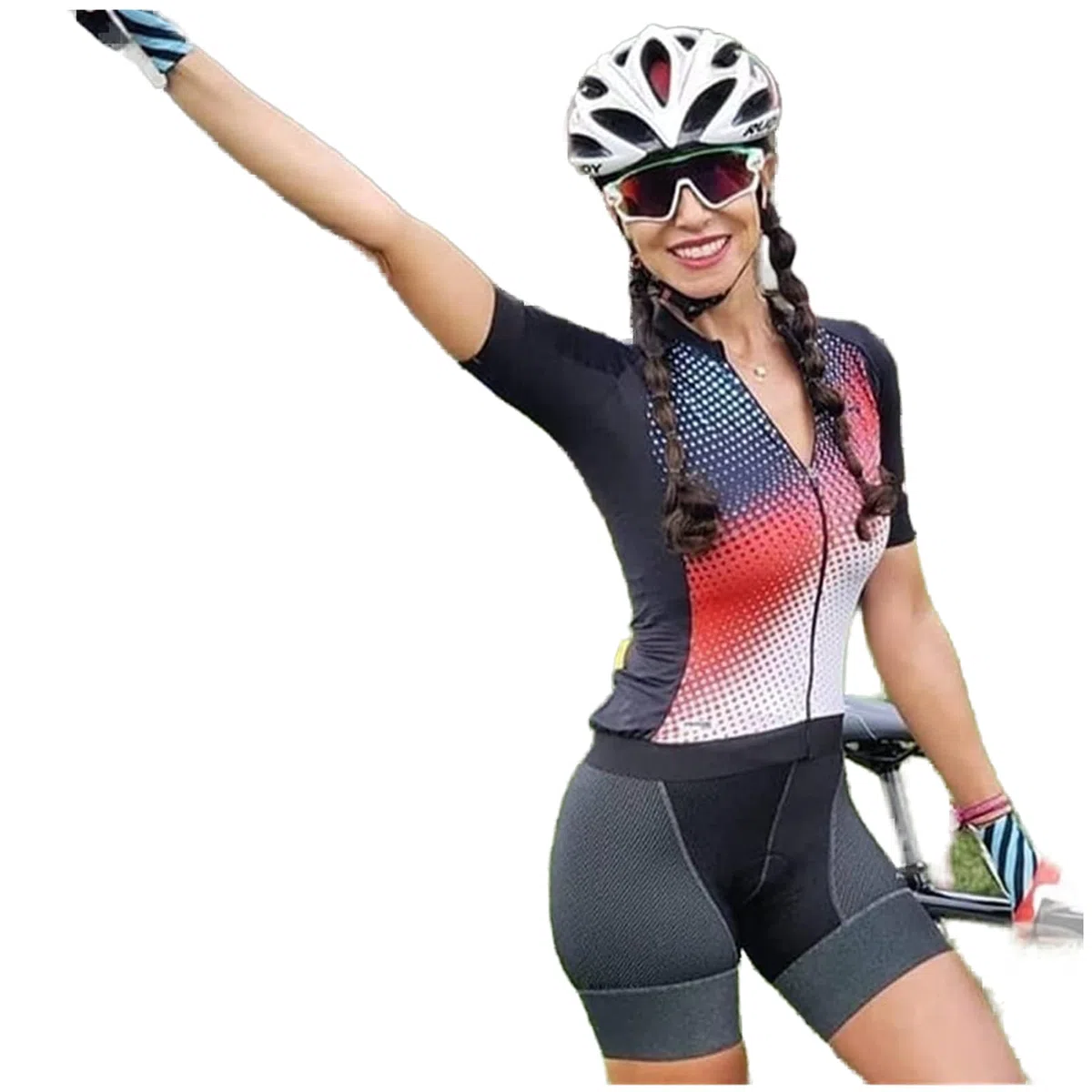 Jersey in Bicicletta Set Triathlon Suit Donna Body Jersey Skinsuit Bicycle, Tuta da Bicicletta Estiva Traspirante Asciugatura Veloce Manica Corta