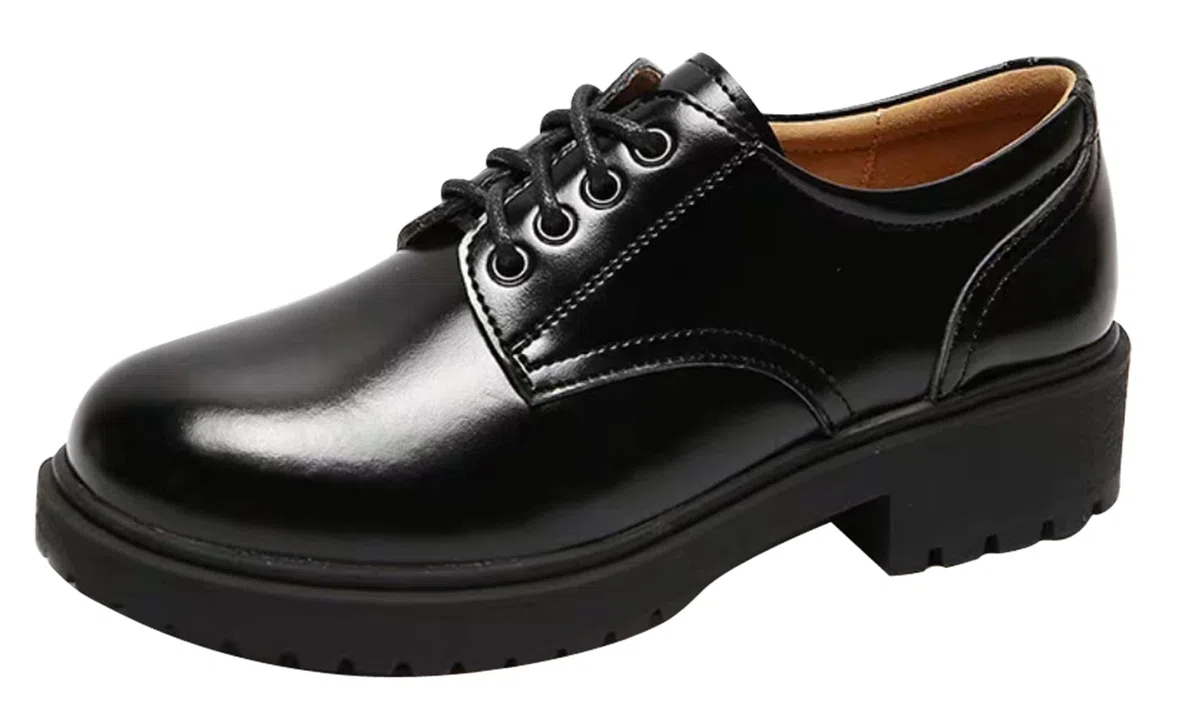 Scarpe da donna in pelle, stile vintage, con lacci, stile Oxford