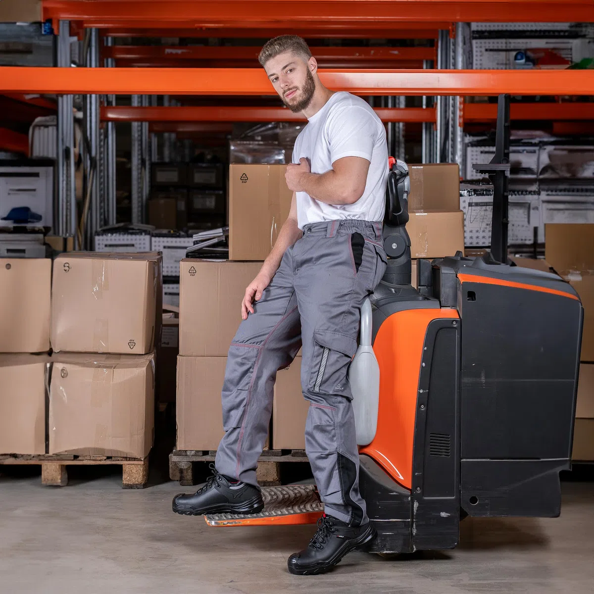 BWOLF Raptor 100% cotone, pantaloni da lavoro da uomo, pantaloni da lavoro con tasche multifunzionali, tasche imbottite, strisce riflettenti