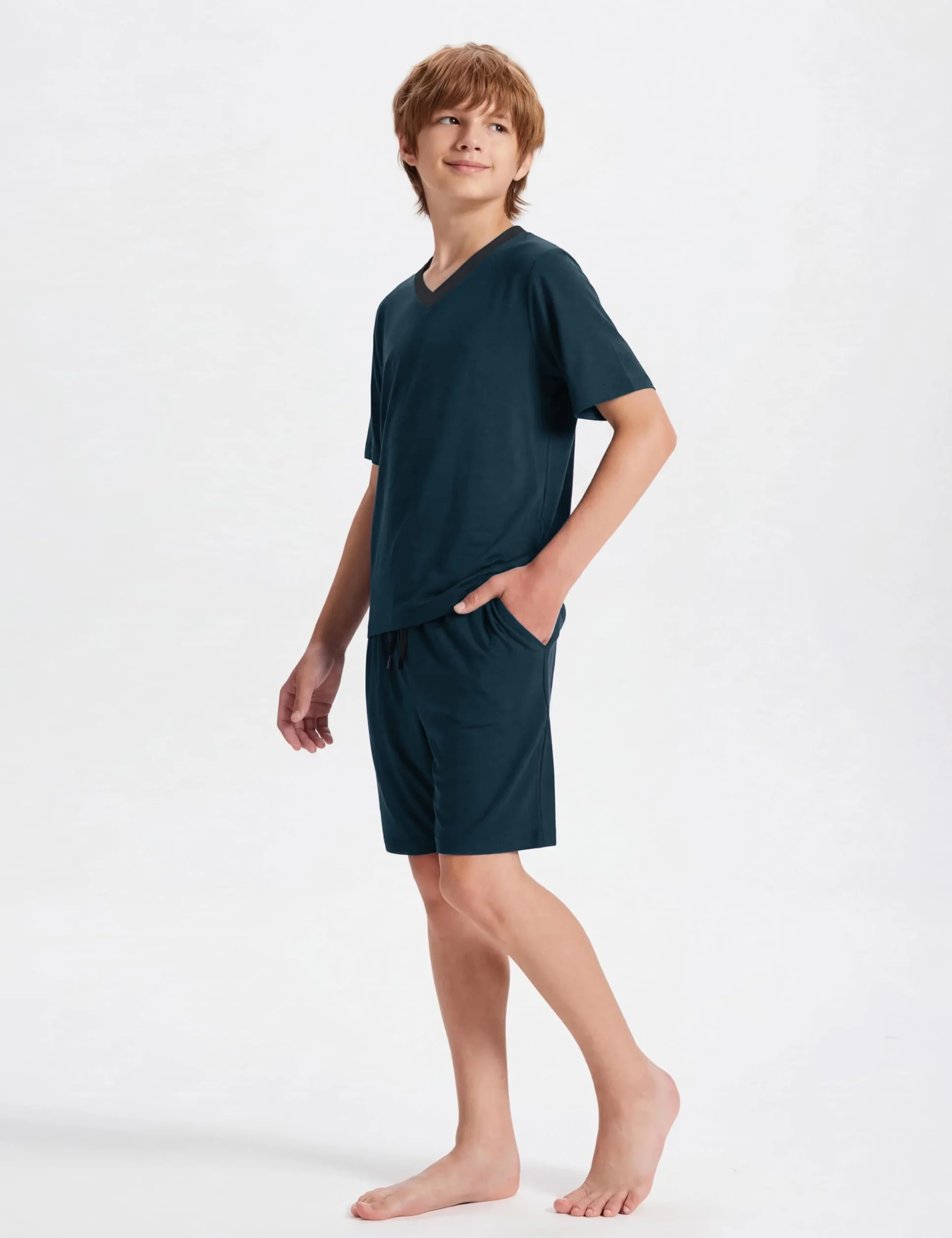 MoFiz Pigiama Ragazzo Cotone Estate Set di Pigiami Due Pezzi con Scollo a V Manica Corta Maglie Pigiama e Pantaloncini Bambini e Ragazzi 8-18 Anni