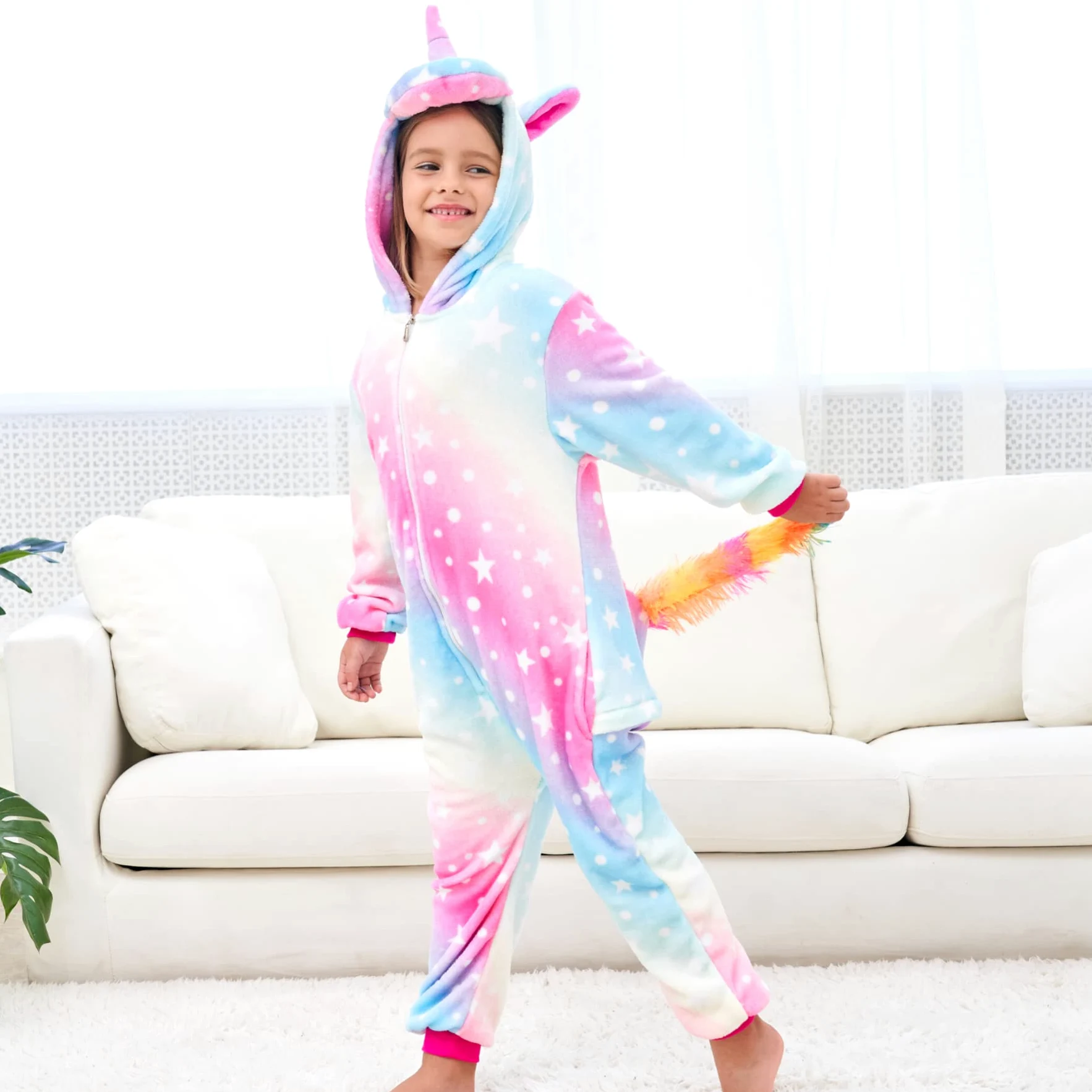 Morbida Unicorno Pigiama Intero per Bambina & Ragazza