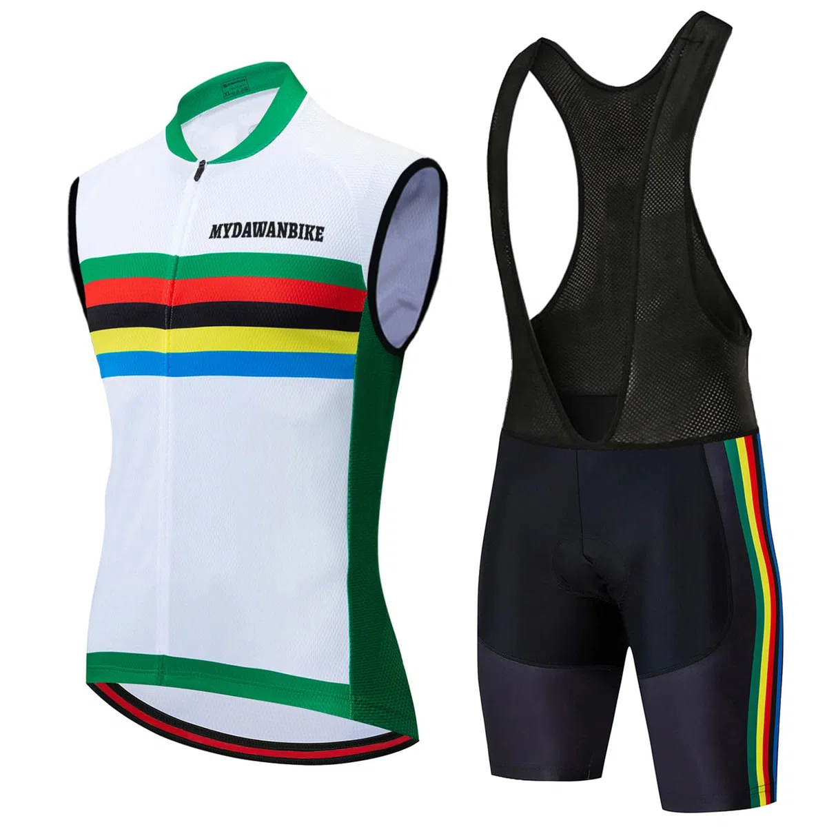 Abbigliamento Ciclismo Uomo Completo Bici MTB Estivo Maglia Ciclista Senza Maniche,Maglietta Bicicletta Gilet e Salopette Pantaloncini con 9D Gel Imbottiti,Tuta da Ciclo Sleeveless Asciugatura Rapida