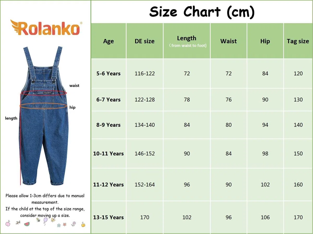 Rolanko Salopette di Jeans da Ragazze con Spalline Regolabili, Tuta di Denim Casual per Bambini