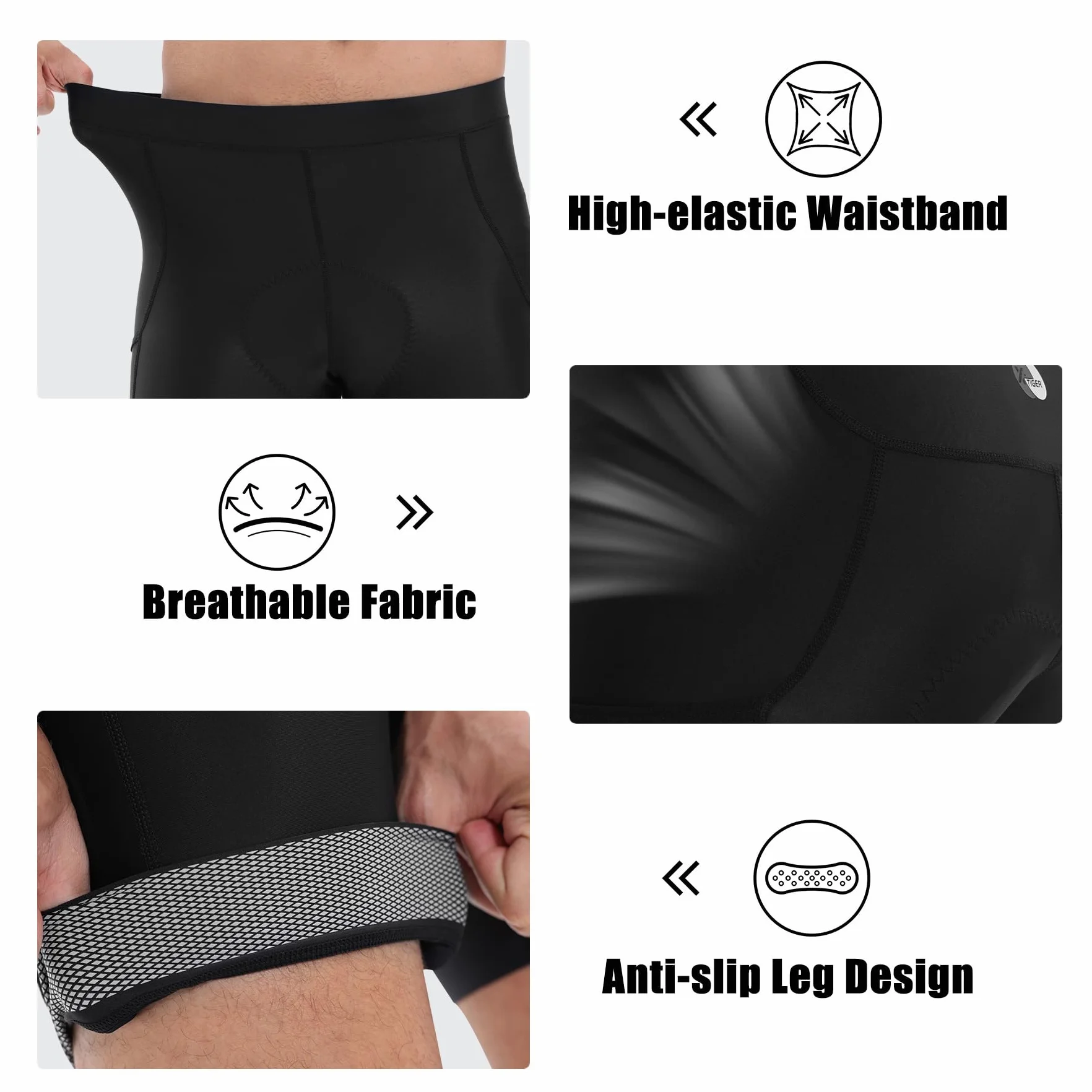 X-TIGER Pantaloncini Ciclismo Uomo Imbottito MTB Ciclismo Corti Bicicletta Traspiranti Pantaloni Bici 3 Tasche