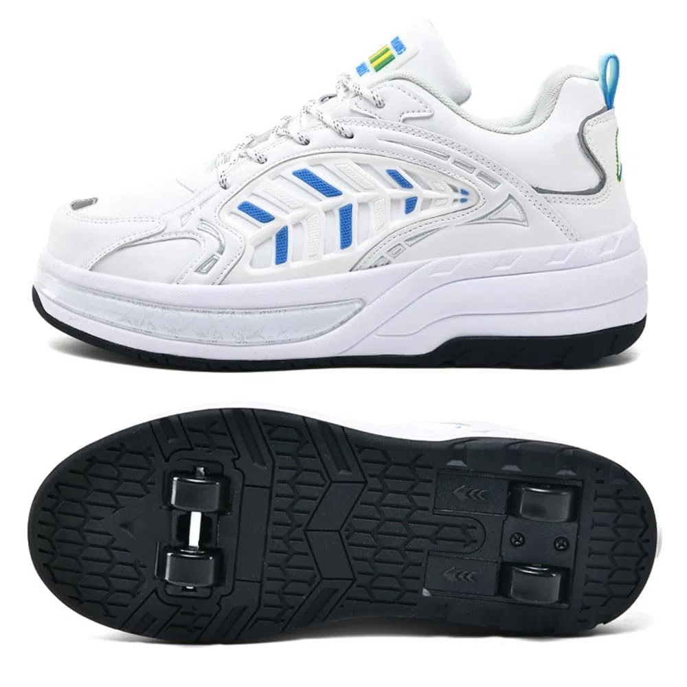 ENEN Scarpe con Rotelle Bambina, Sportive Scarpe da Skateboard, 4 Ruote Skateboard Sneakers Outdoor Multisport Scarpe da Ginnastica da Pattini per Ragazze e Ragazzi 30-42 EU