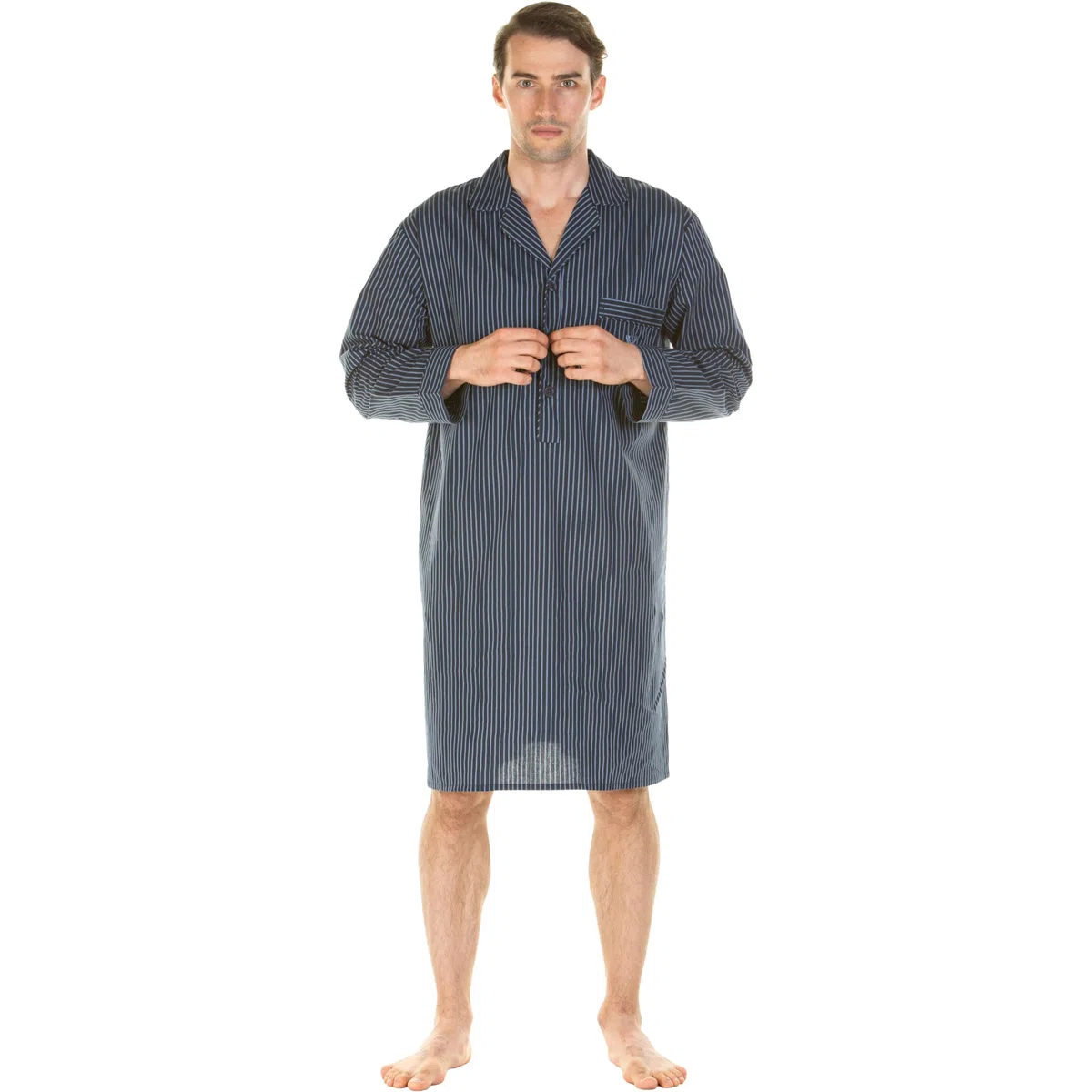 Haigman Camicia da Notte da Uomo a Maniche Lunghe in Cotone