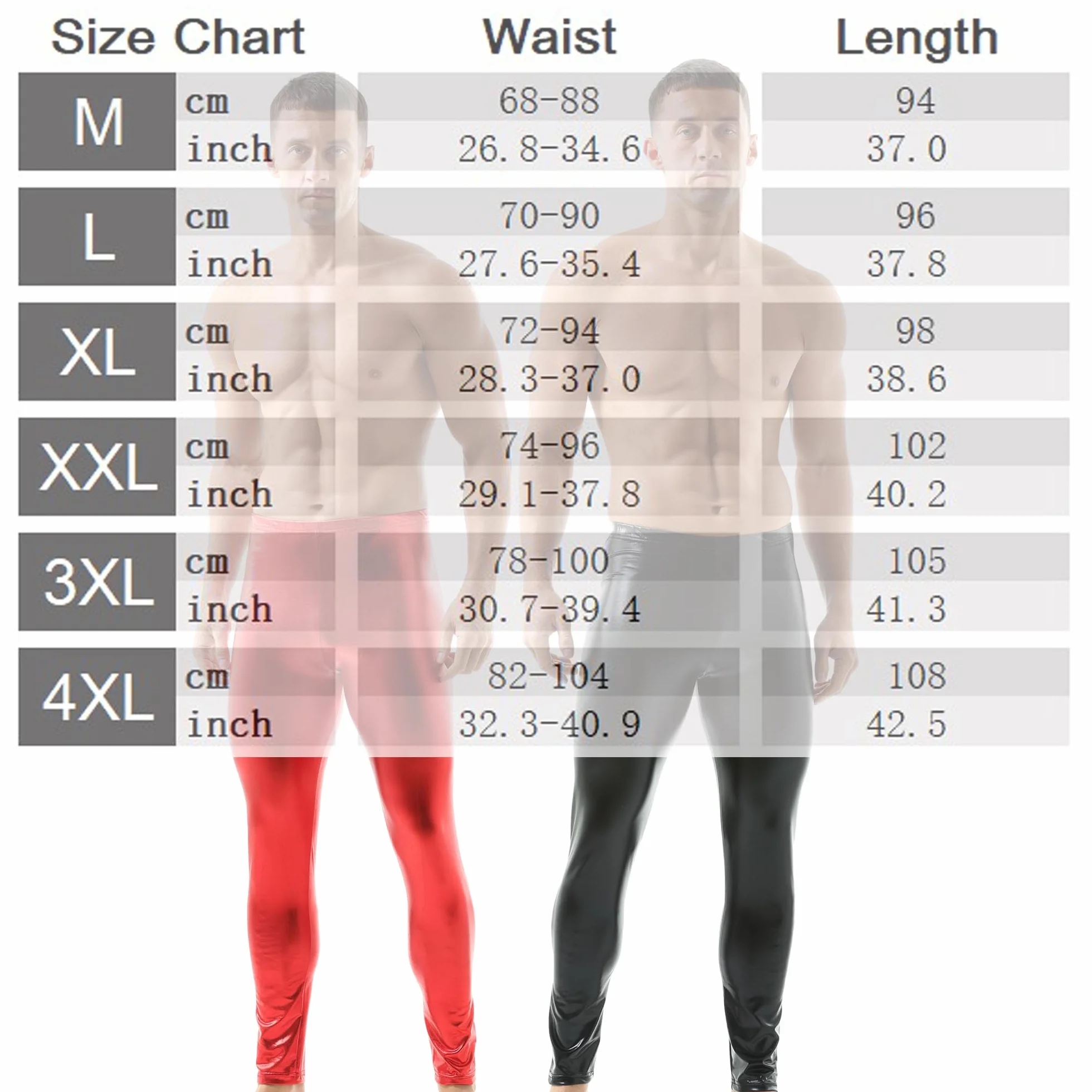 QiaTi Pantaloni lunghi da uomo in pelle sintetica, pantaloni stretti, leggings da uomo, pantaloni lunghi in poliuretano, skinny slim