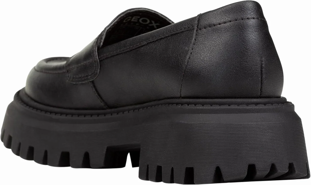 Geox Girl's J Maquinnens E Moccasin, Nero, 8 UK