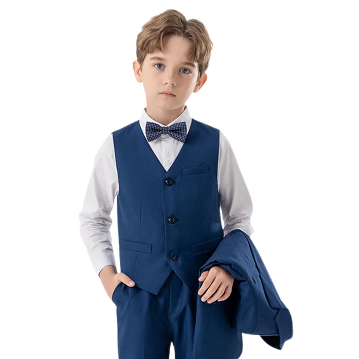 Generico Completo Elegante per Bambino Bimbo Neonato Maschio,Smoking per Matrimonio Cerimonia,Completo da Ragazzo 4 Pezzi per Bambini, Abbigliamento per Festa di Nozze,Completo Bambino Elegante