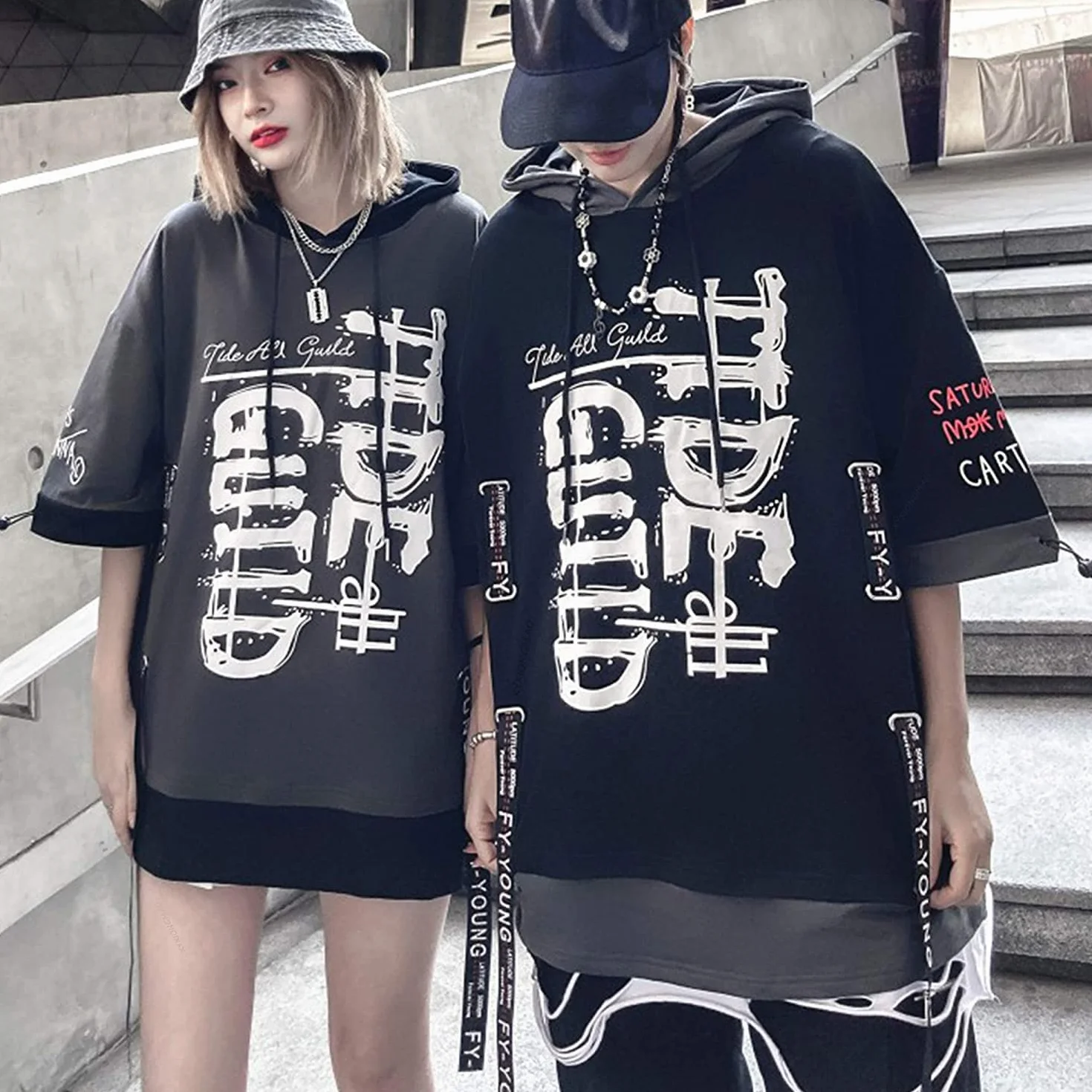 XYXIONGMAO Techwear Camicia Giapponese Streetwear Hip Hop Camicie Uomo Grafica T Alfabeto Design Workwear Gotico Felpa Con