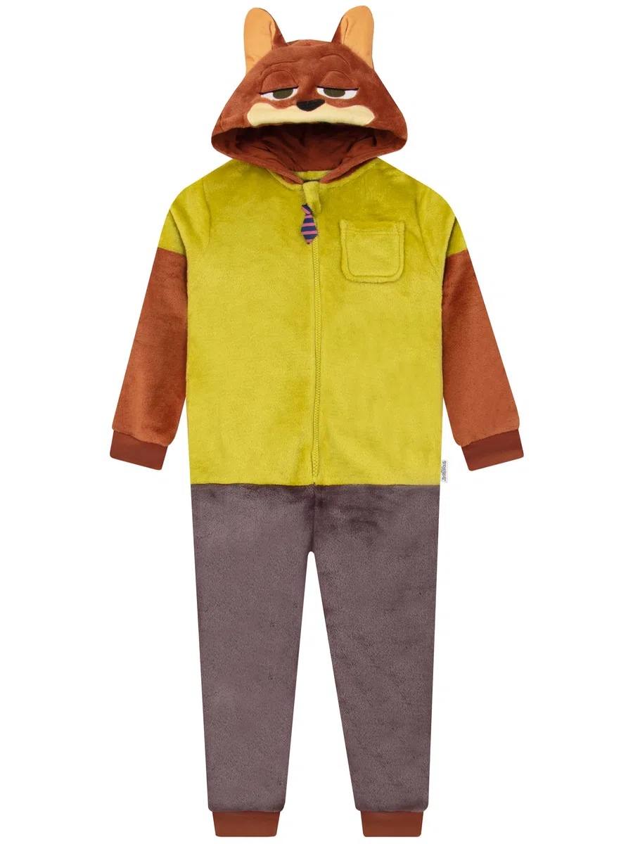 Disney Tutina Zootropolis per Bambini, Pigiama Intero Nick Wilde, Pigiama in Pile per Ragazzi, età 5-13 Anni