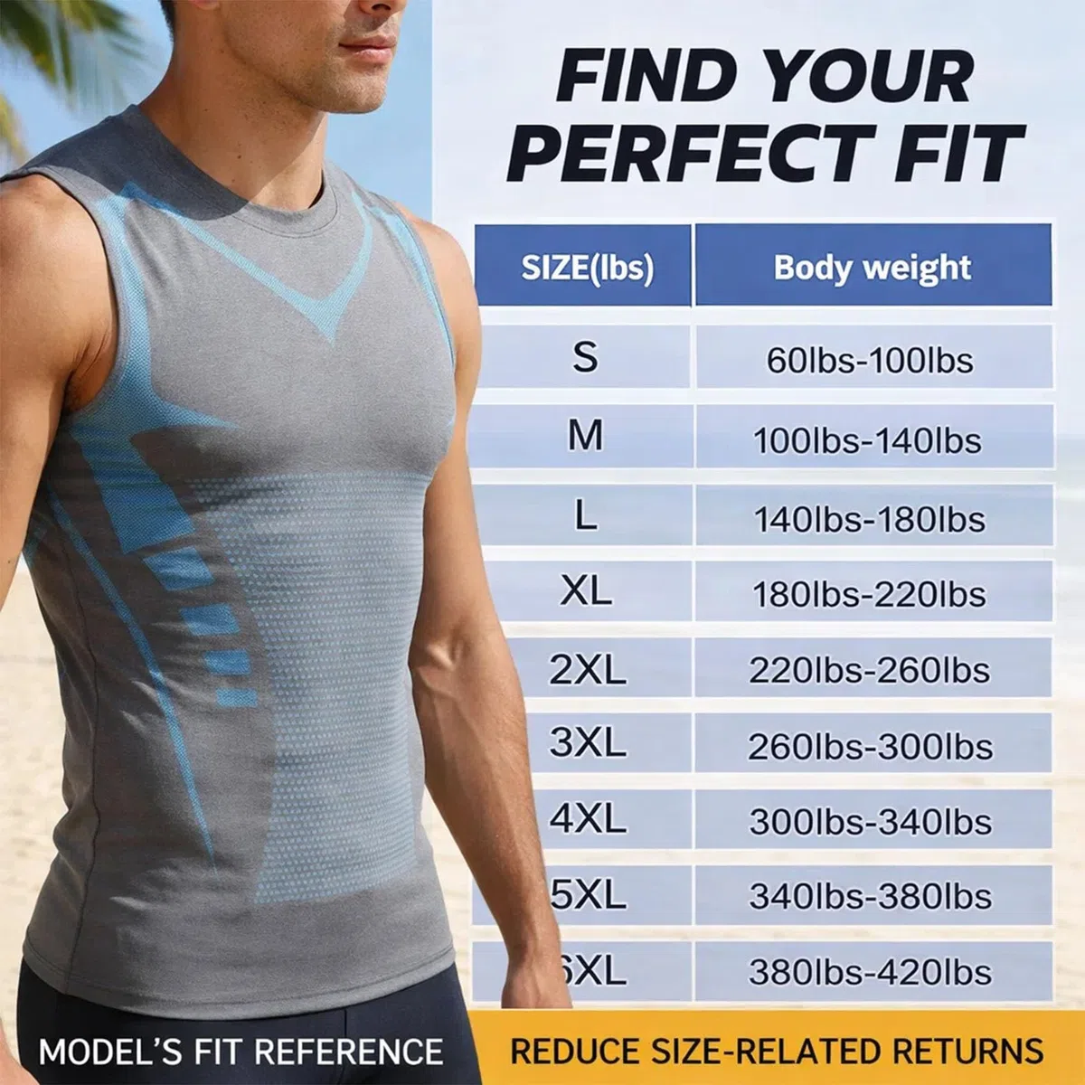 Jeeeun V Boost V2 Compression Shirt Men, Muscle-Shaping & Posture Support Sleeveless Tank, Quick-Dry for Gym & Daily Wear