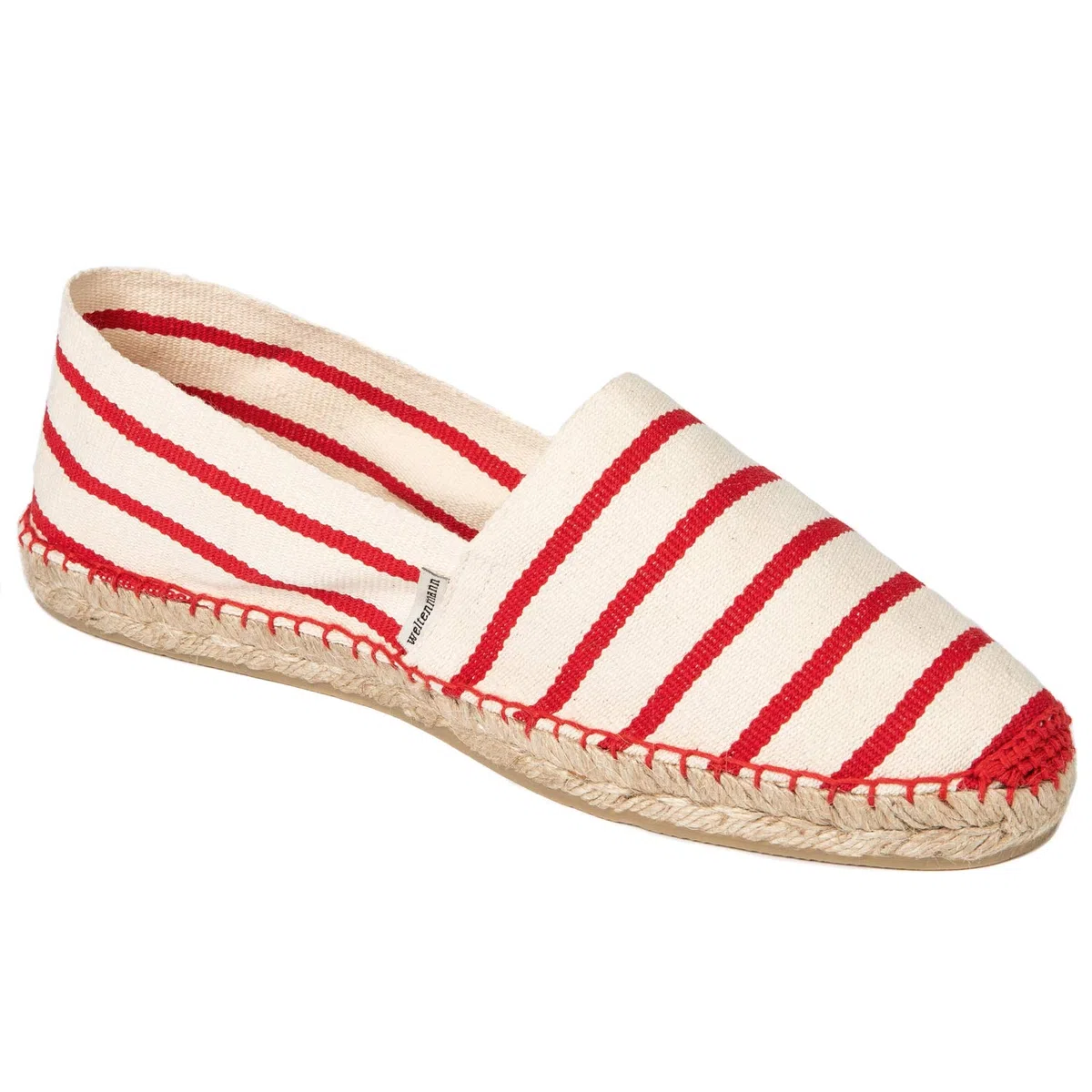 weltenmann Formentera – Espadrillas Slip-on Classiche in Cotone a Strisce con Borsa di Stoffa, 41-46, Handmade in Spain