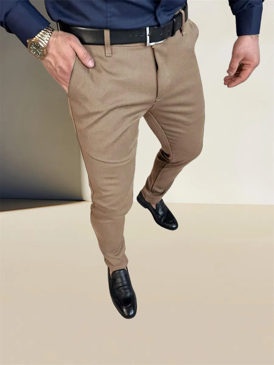 Pantaloni aderenti elasticizzati da uomo, vestibilità aderente, pantaloni affusolati, pantaloni skinny da uomo, tuta espandibile in vita