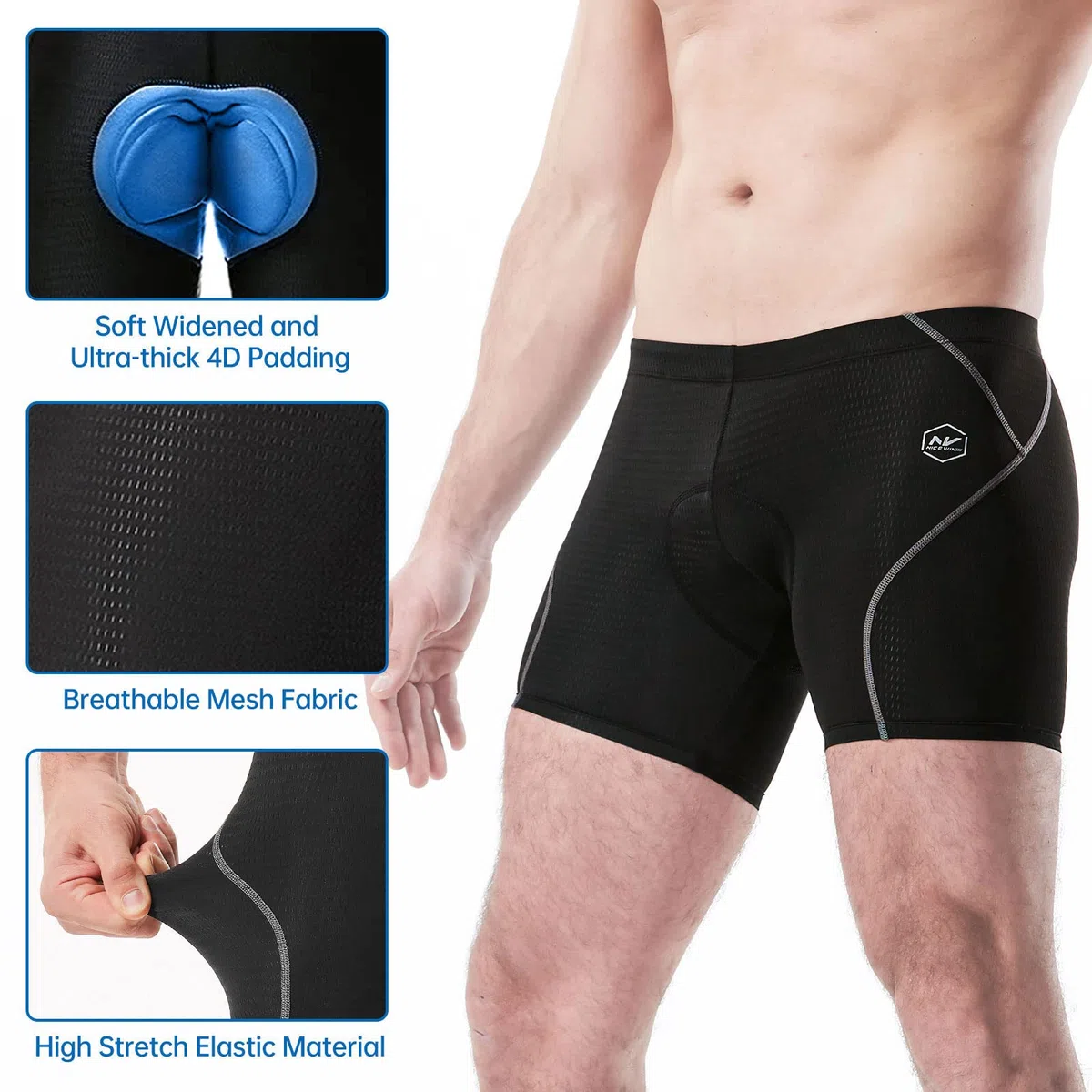 Pantaloncini da mountain bike da uomo con imbottitura 4D rimovibile, leggeri, per mountain bike, vestibilità ampia
