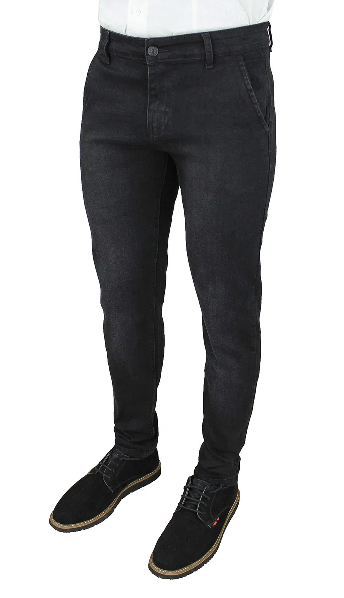 Evoga Jeans Uomo Pantaloni Slim Fit Aderenti Blu Denim Casual
