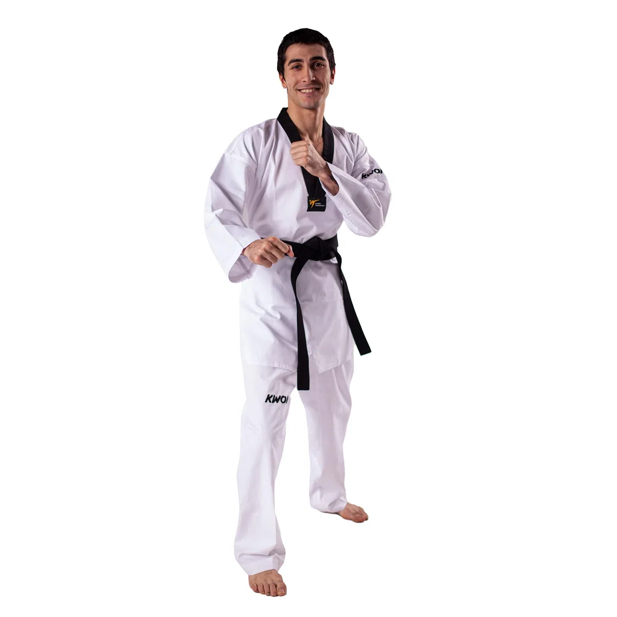 Tuta TKD Victory, bianco con risvolto nero
