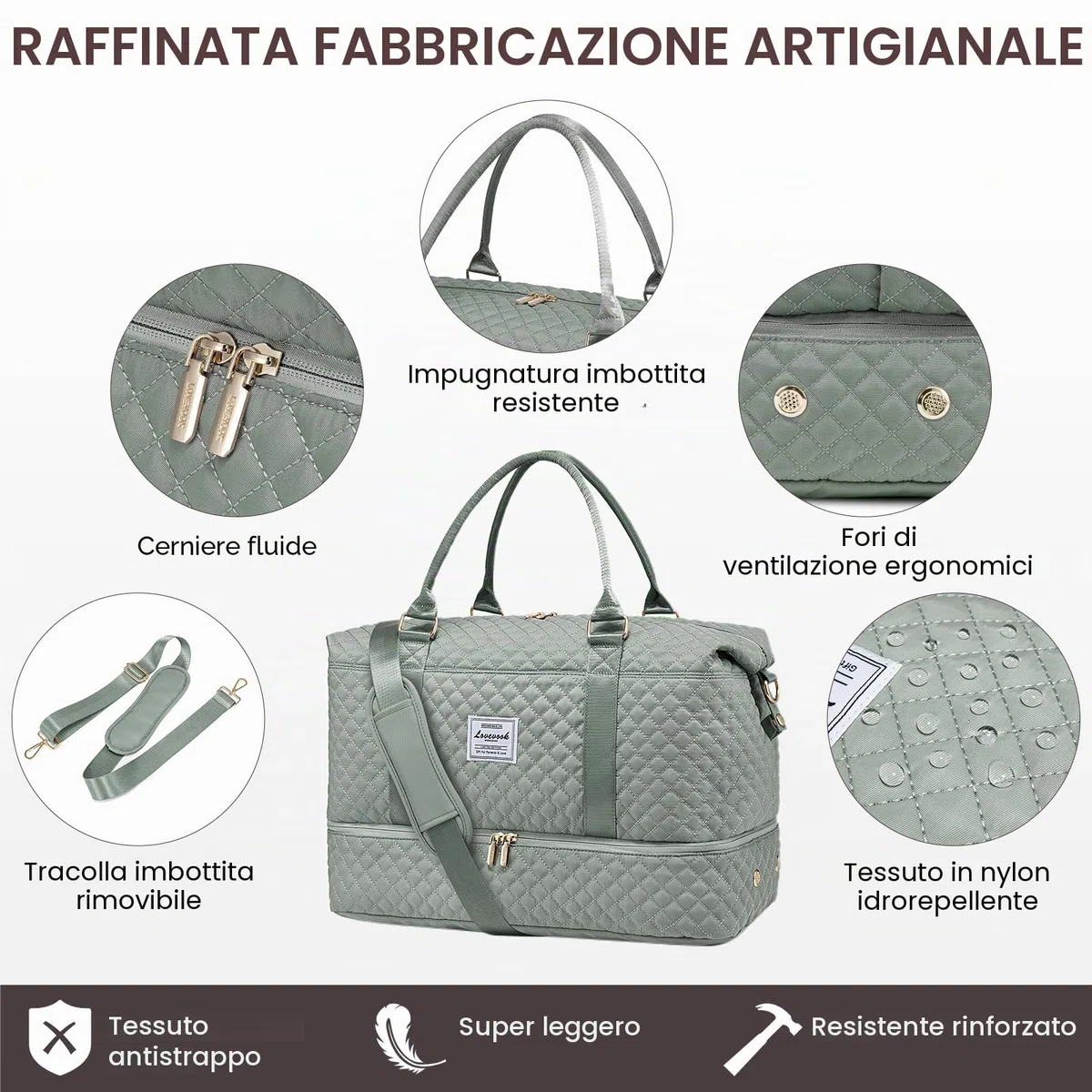 LOVEVOOK Borsone da Viaggio Donna Borsa Palestra Donna Bagaglio a Mano Easyjet Cabin Bag Weekend Travel Duffel Gym Bag con Organizer Valigia Grande Borsa Parto Ospedale Mamma Nascita per Aereo Fitness