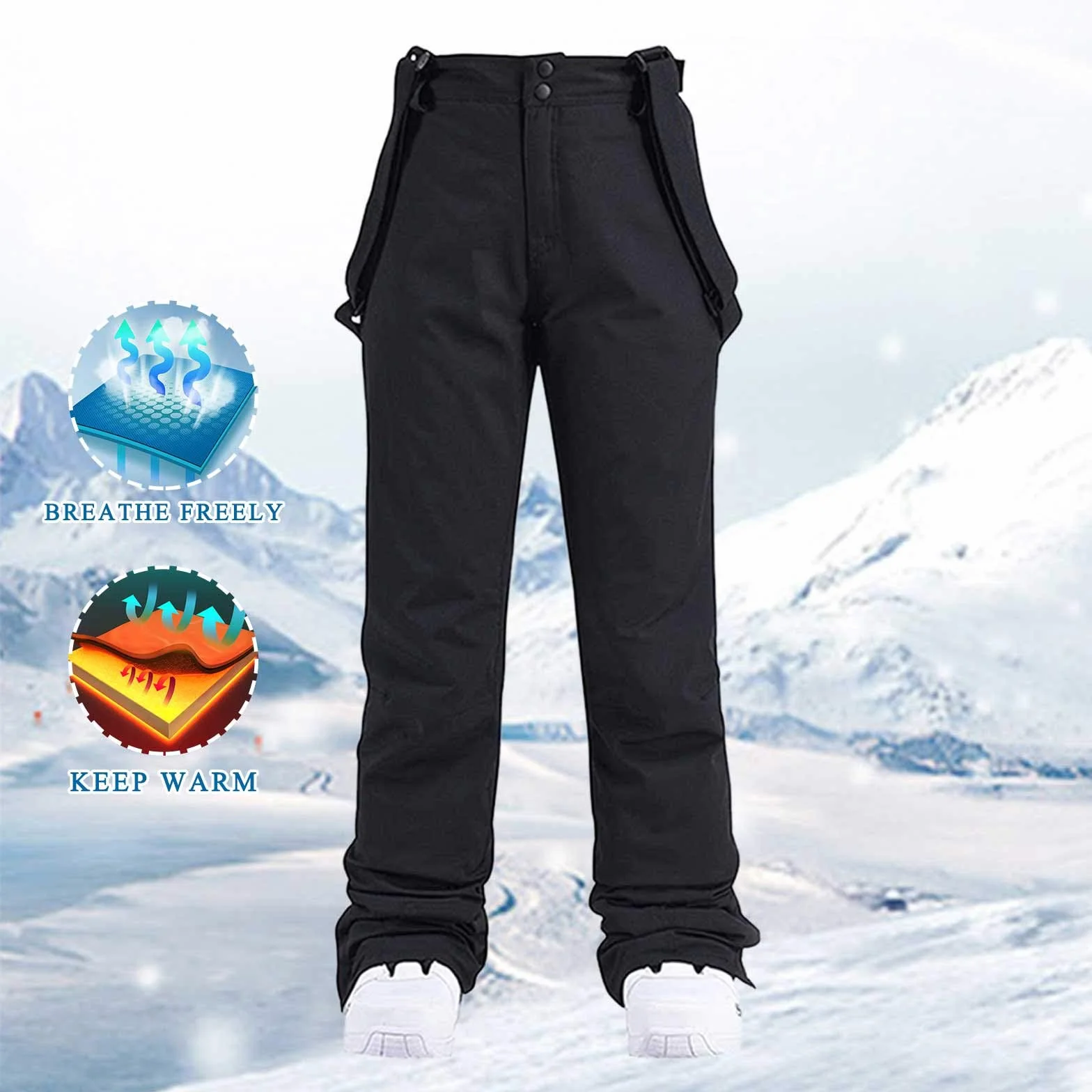 IQYU Pantaloni da snowboard da donna, impermeabili, da sci, grandi dimensioni, per attività all'aria aperta, da trekking, antivento, con caldi, per lo sci